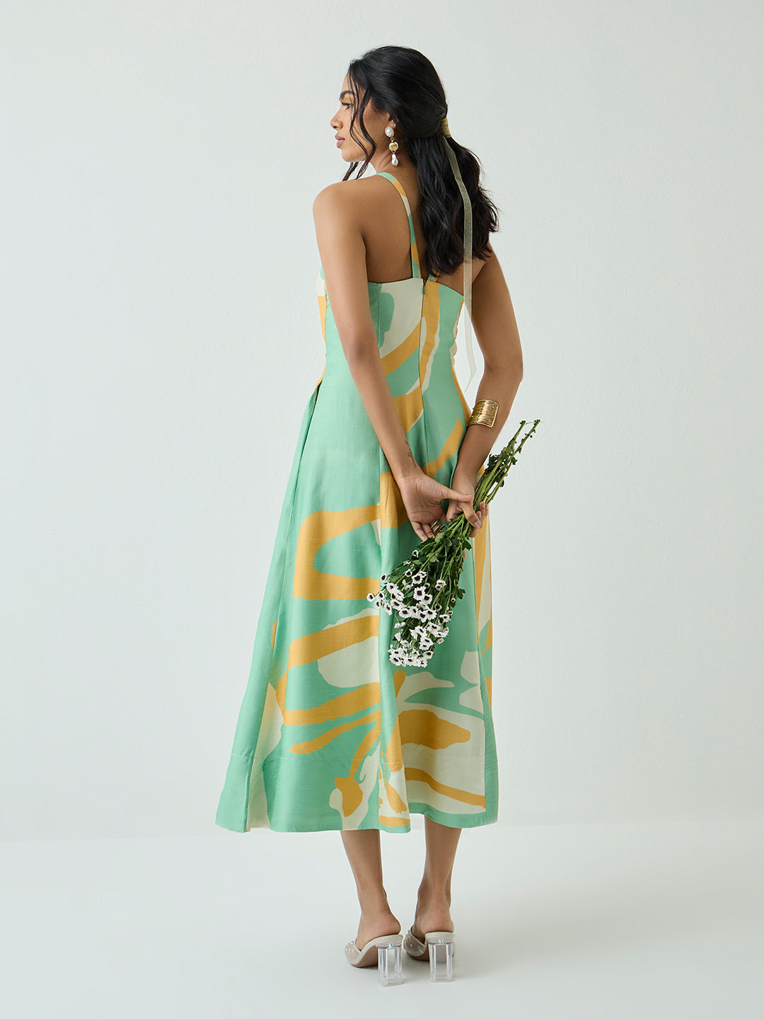 Abstract Pattern Dress - Green