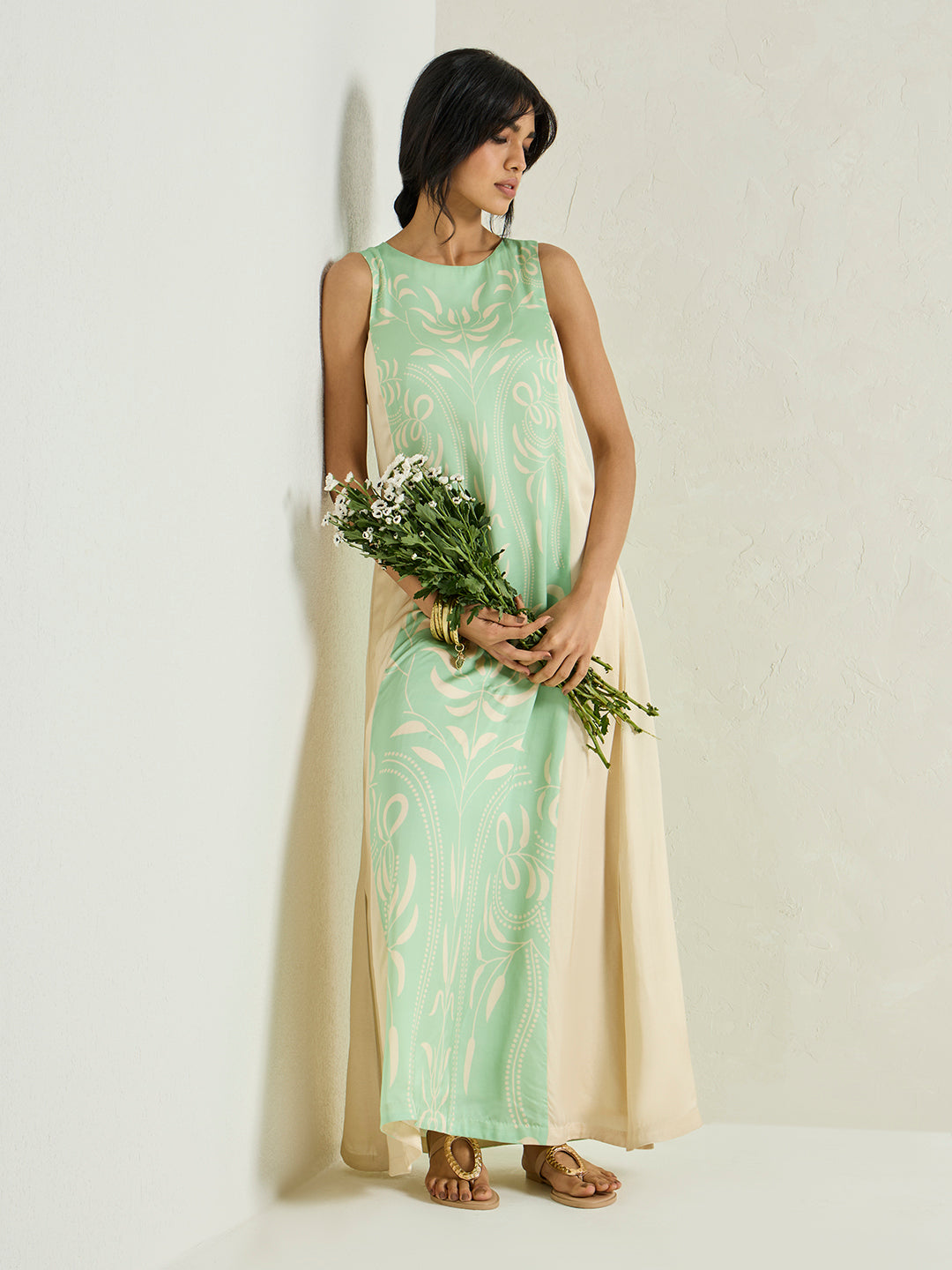 Printed Maxi Dress - Green