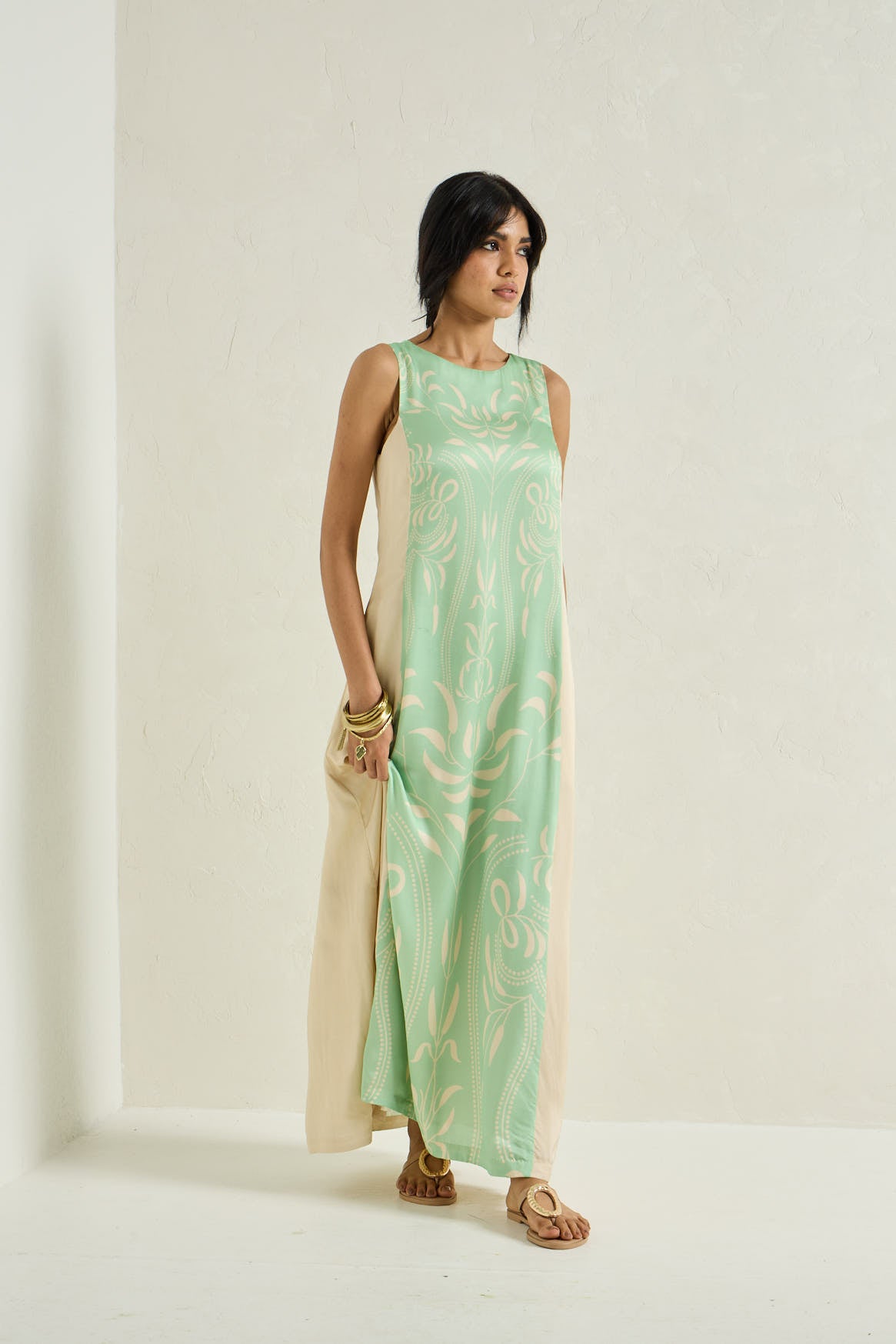 Printed Maxi Dress - Green