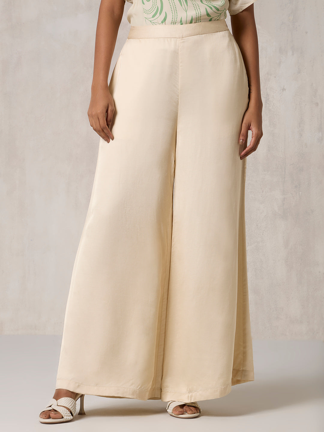 High-Waisted Palazzos - Ivory