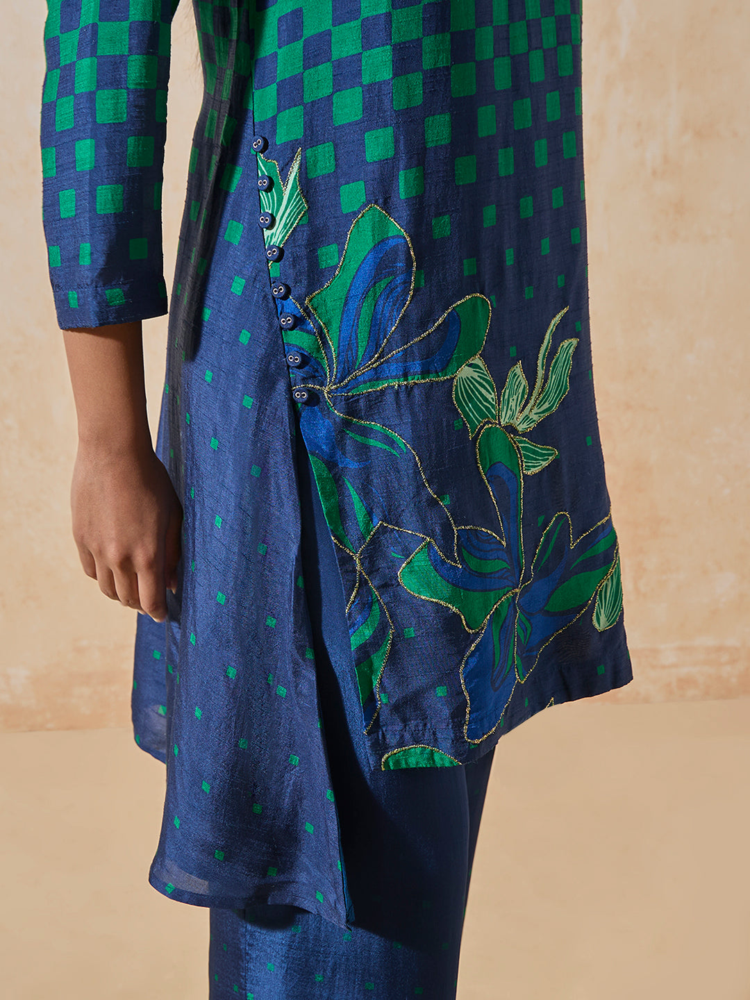 Printed A-Line Kurta - Blue