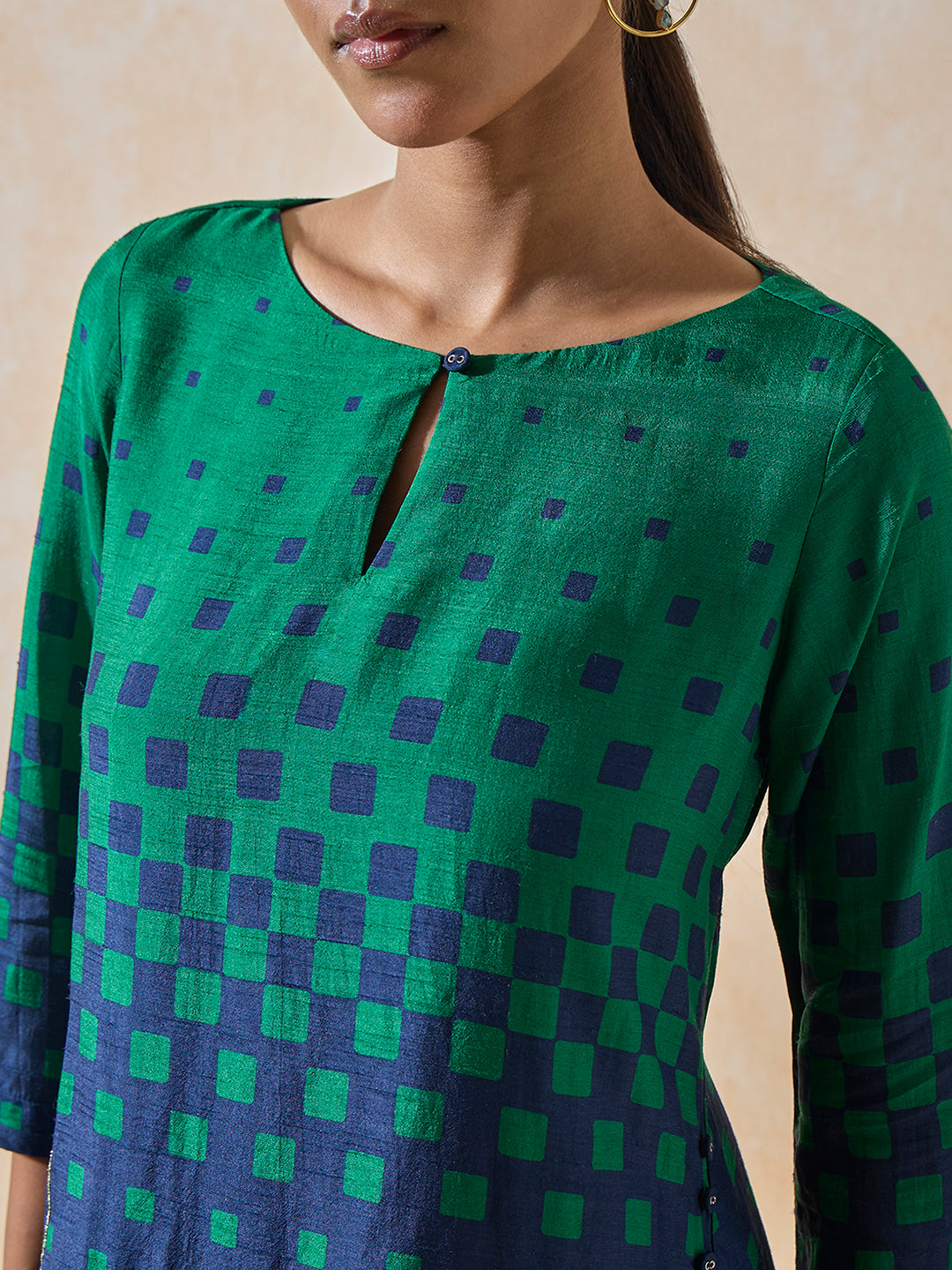 Printed A-Line Kurta - Blue