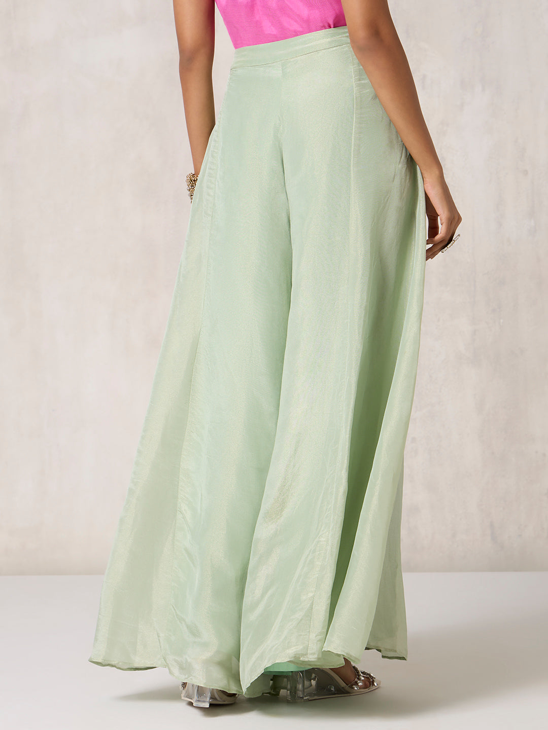 Solid Wide-Leg Palazzos - Green