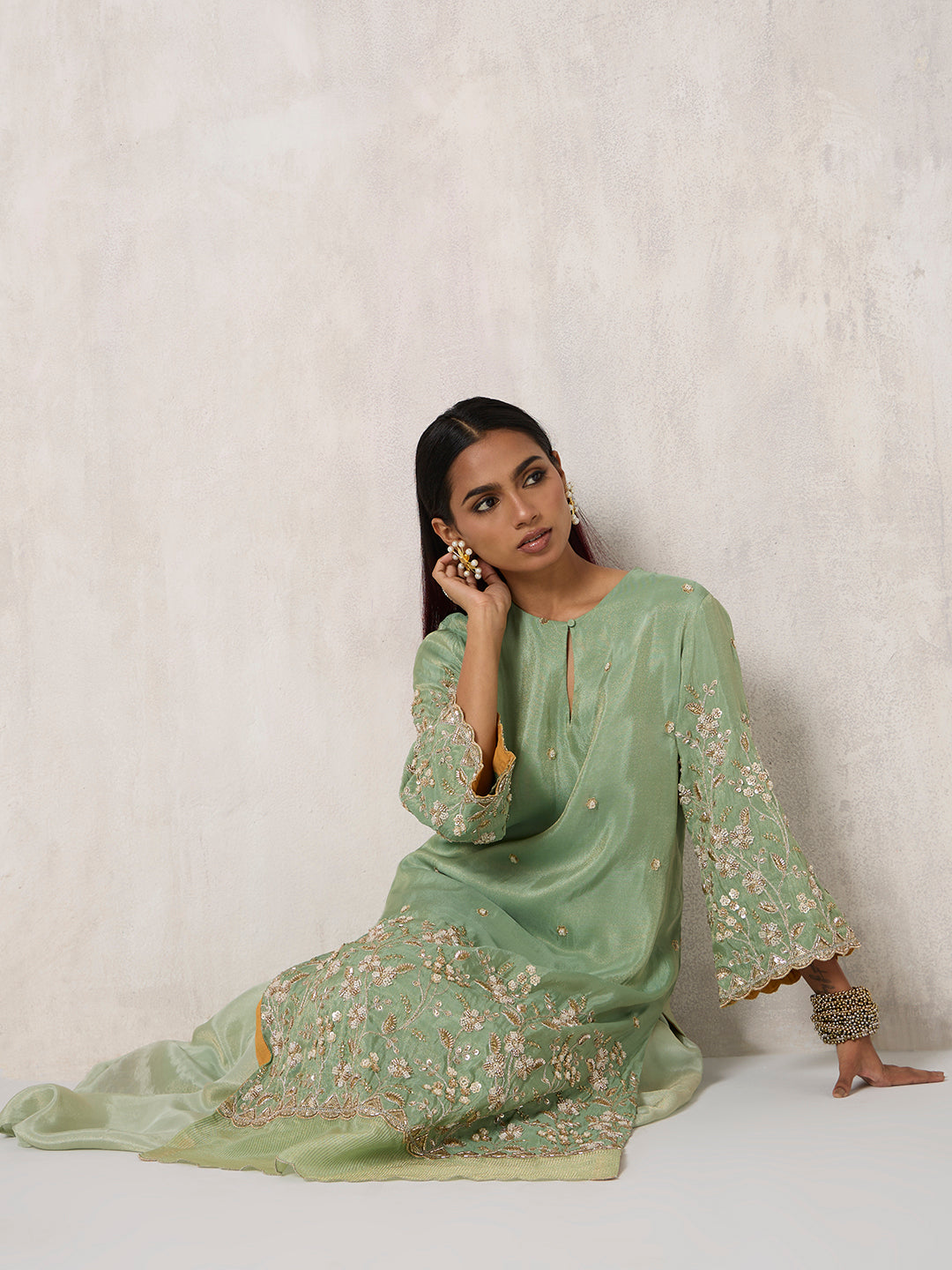 Embellished Kurta - Green