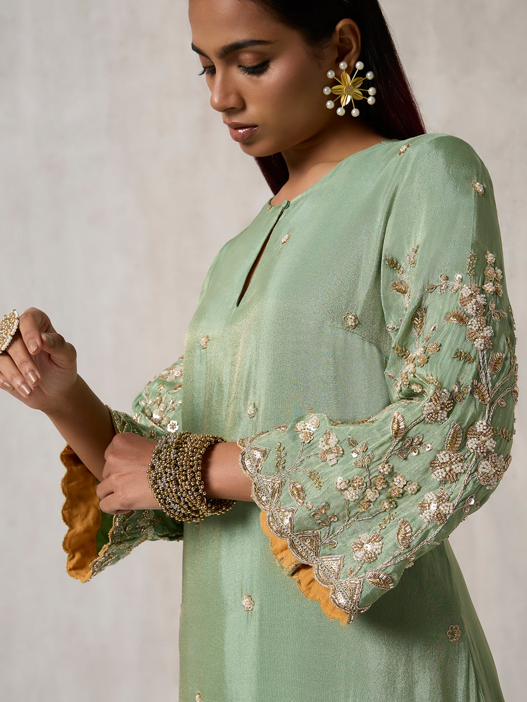 Embellished Kurta - Green
