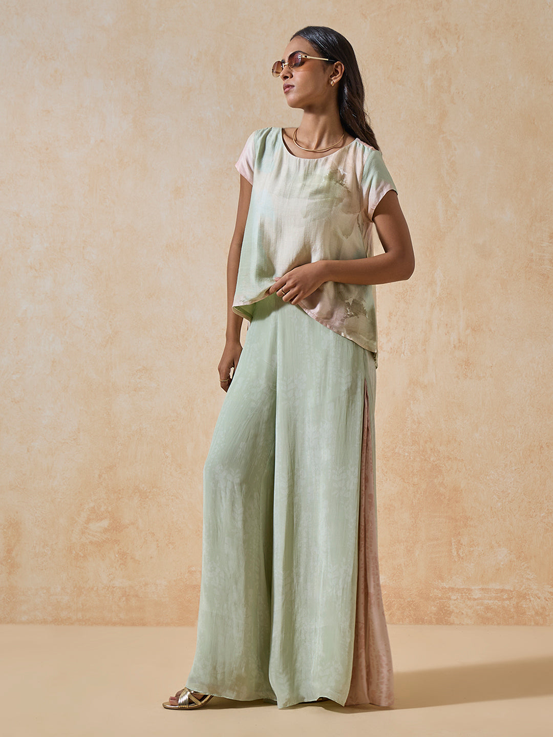 Wide-Leg Palazzos - Green