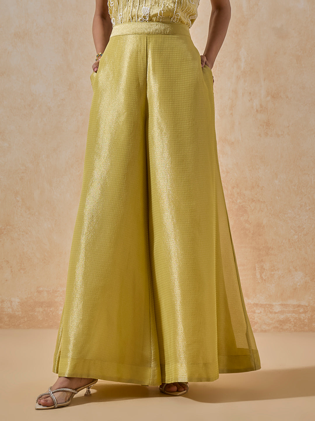 Wide-Leg Palazzos - Yellow