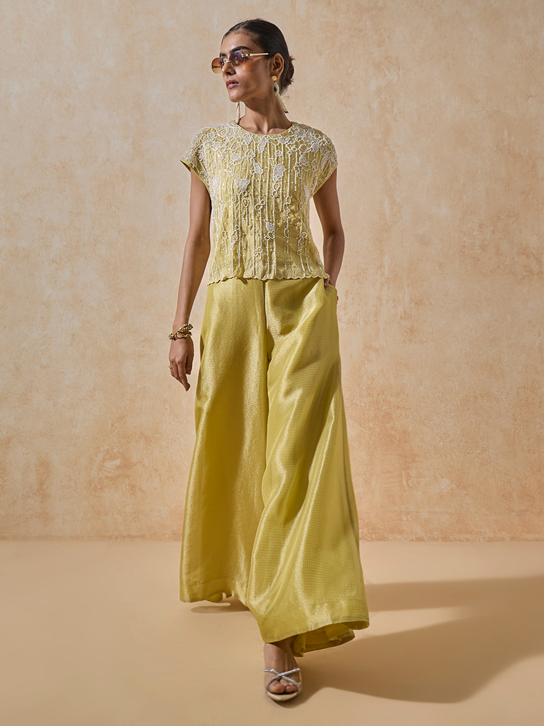 Wide-Leg Palazzos - Yellow