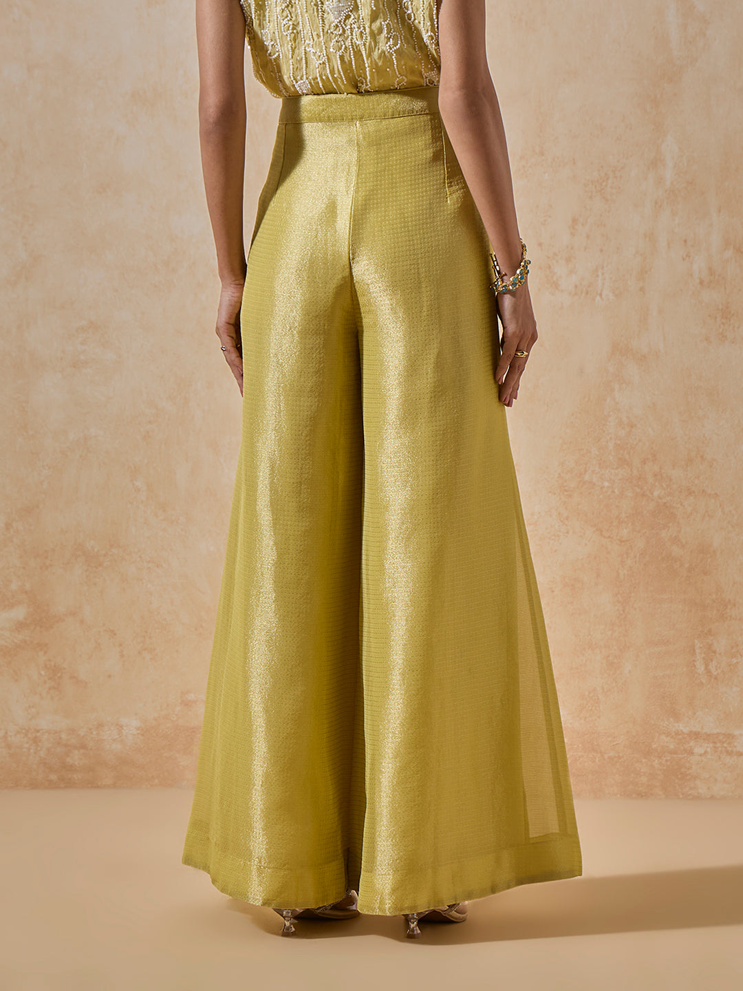 Wide-Leg Palazzos - Yellow