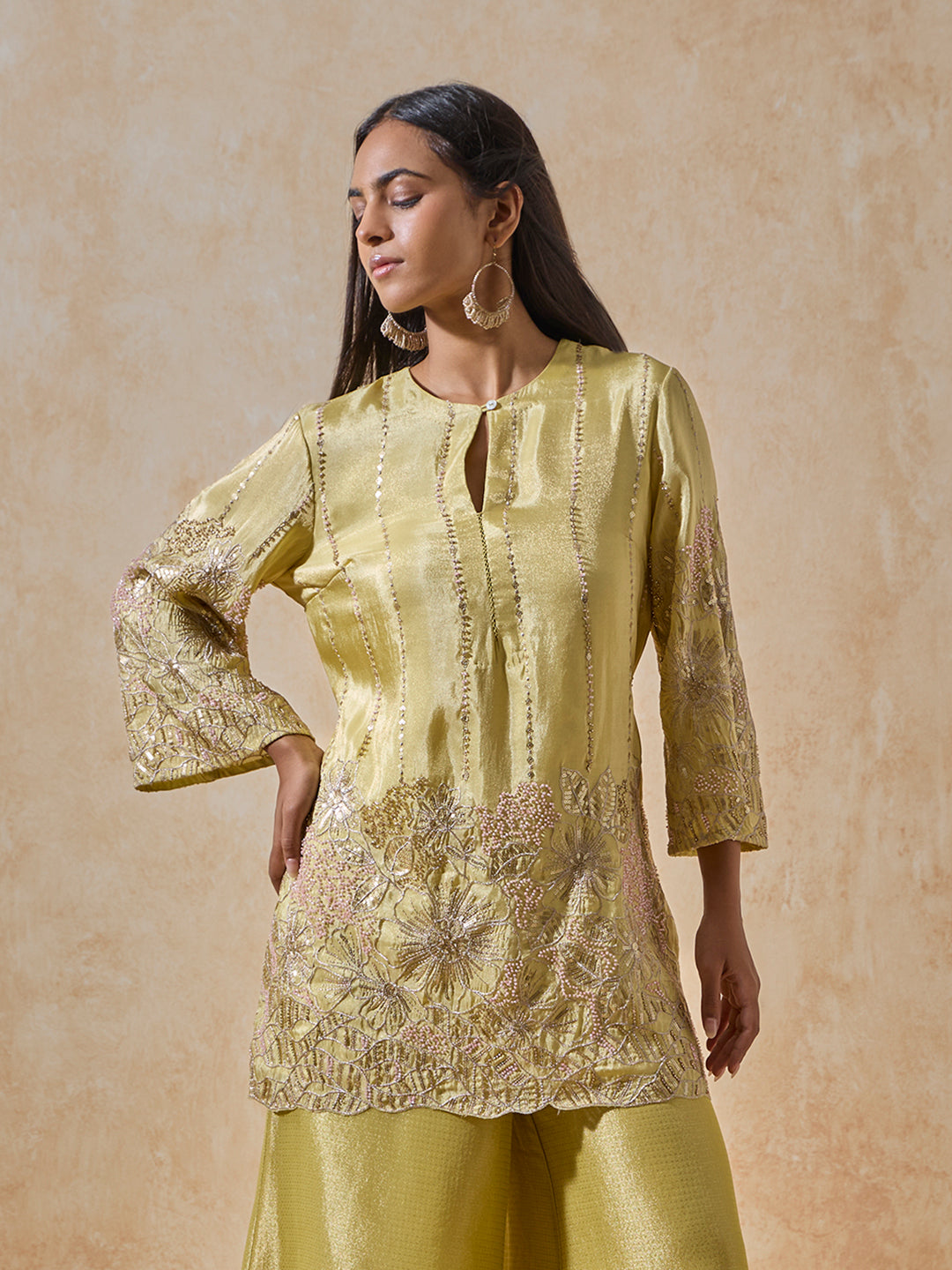 Embroidered Kurti - Yellow