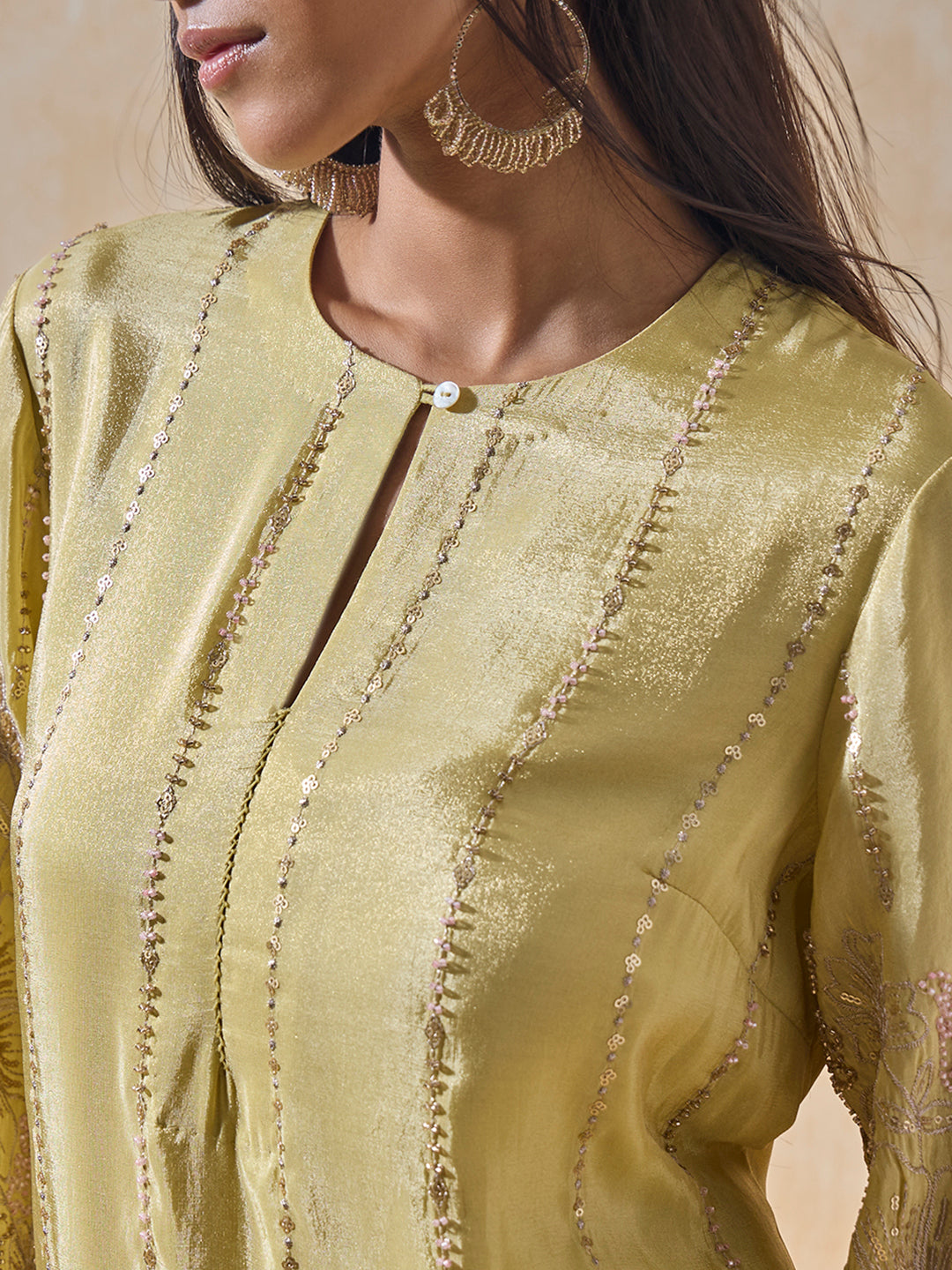 Embroidered Kurti - Yellow