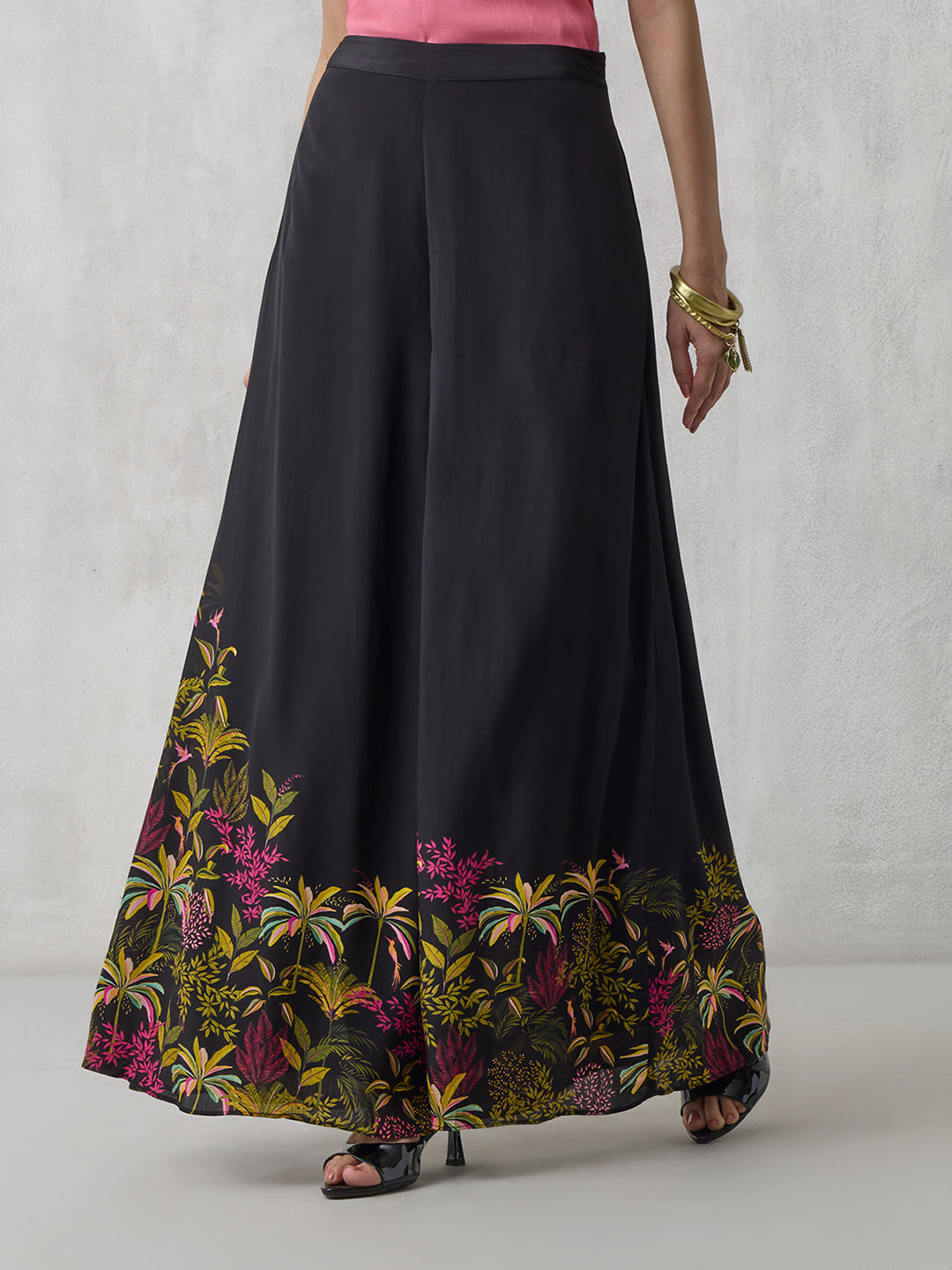 Printed Palazzos - Black