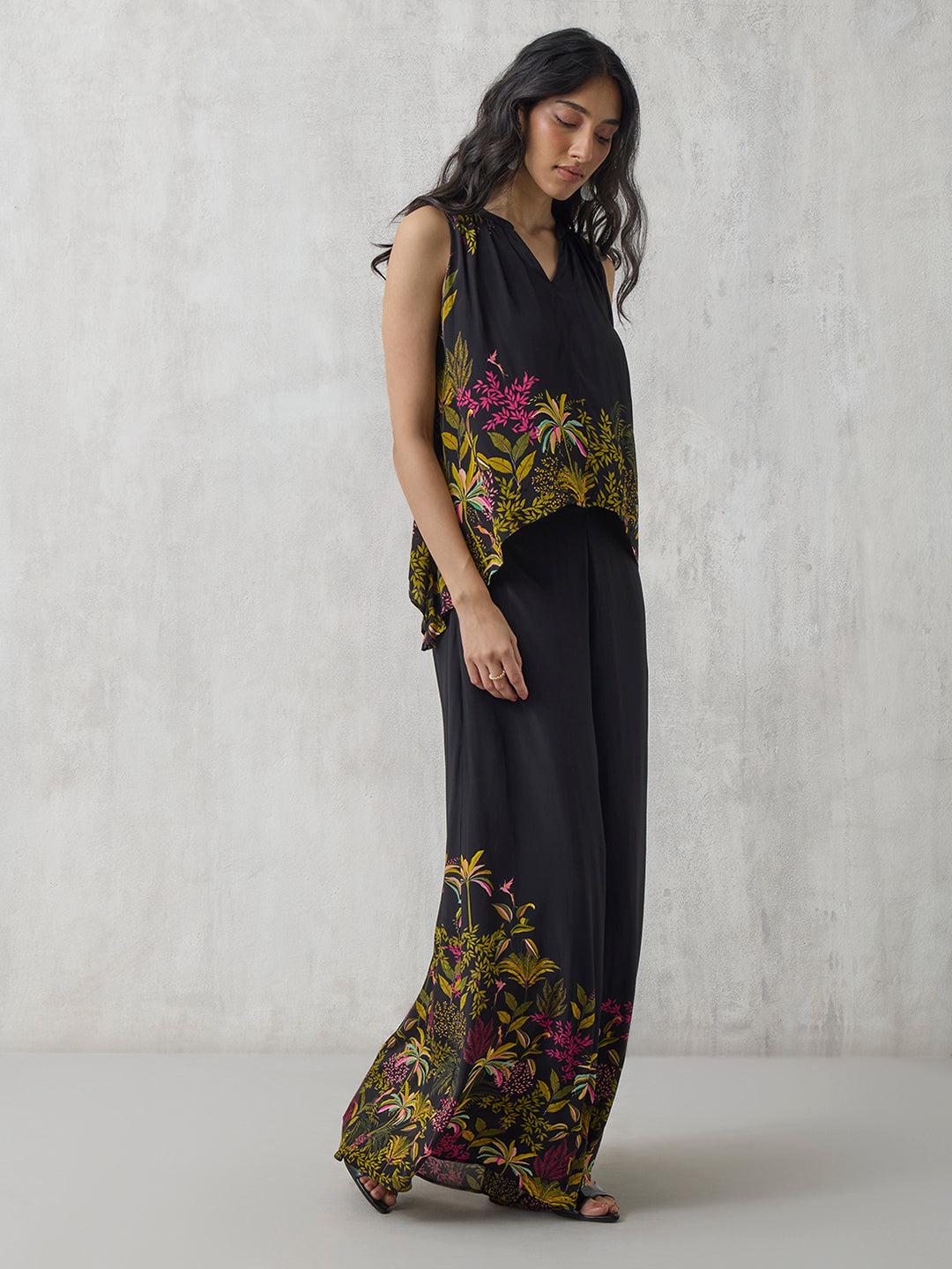 Printed Palazzos - Black