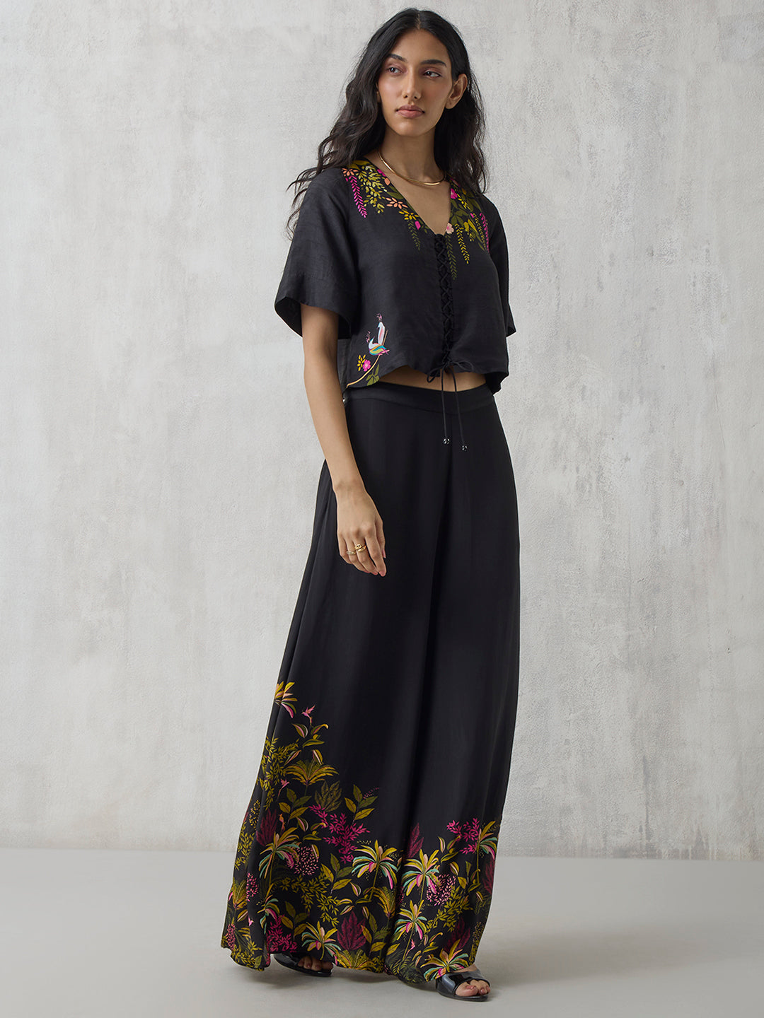 Printed Crop Top - Black