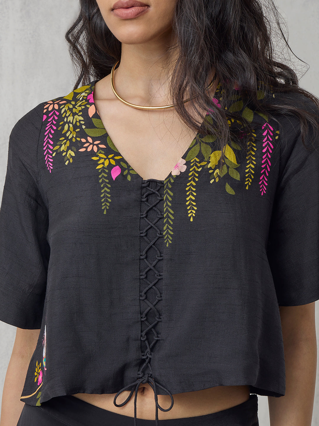 Printed Crop Top - Black