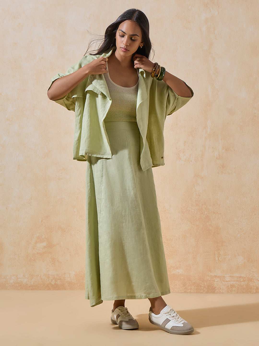 Solid Linen Top - Green
