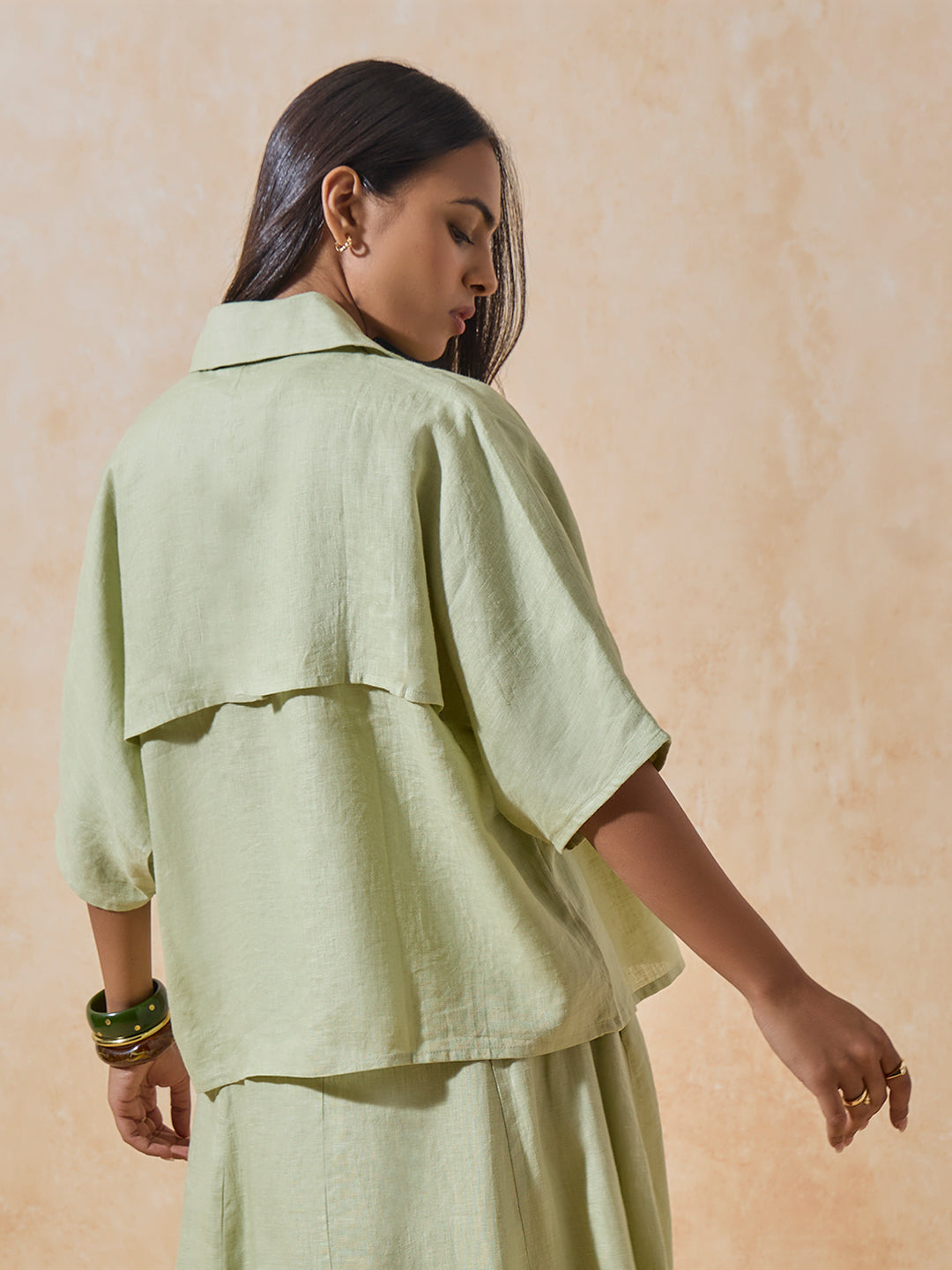Solid Linen Top - Green
