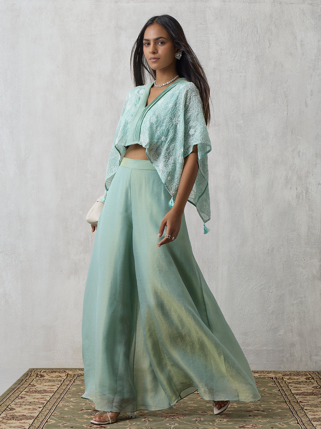 Floral Embroidered Top - Blue