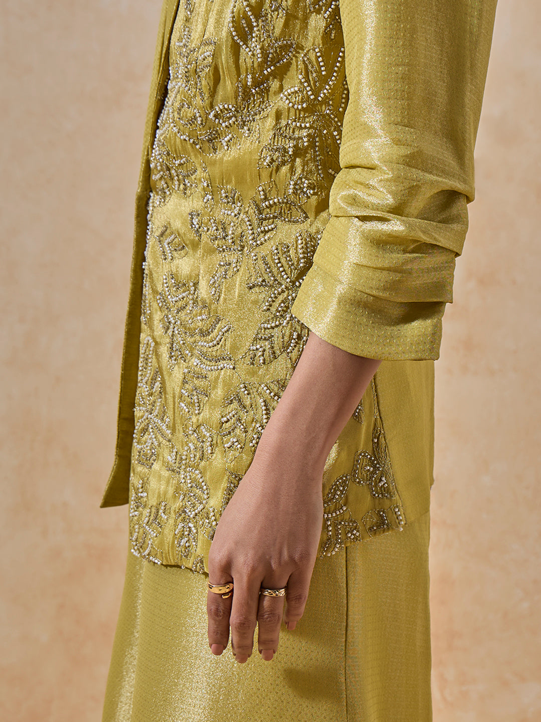 Embellished Blazer With Inner - Yellow