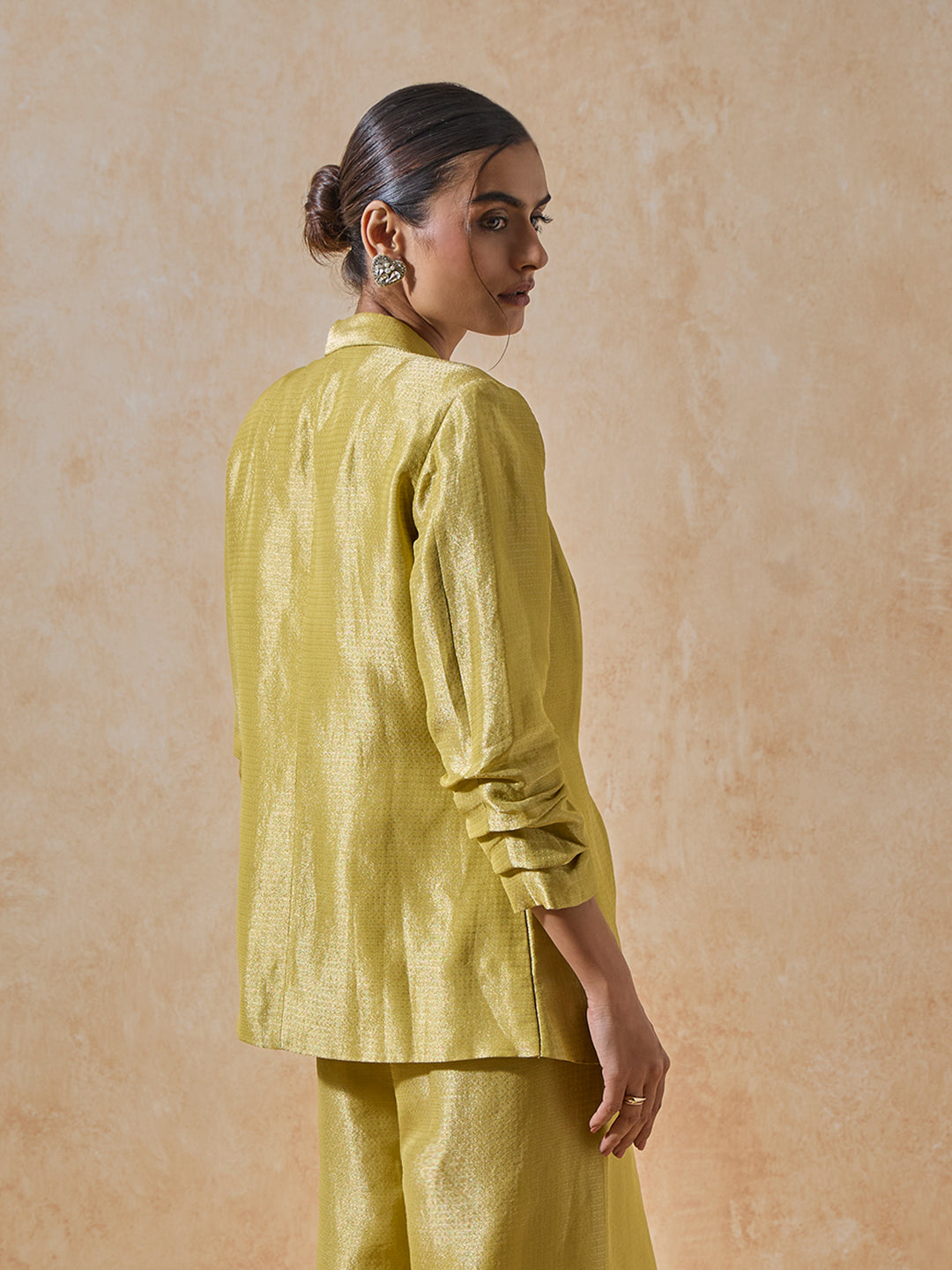 Embellished Blazer With Inner - Yellow