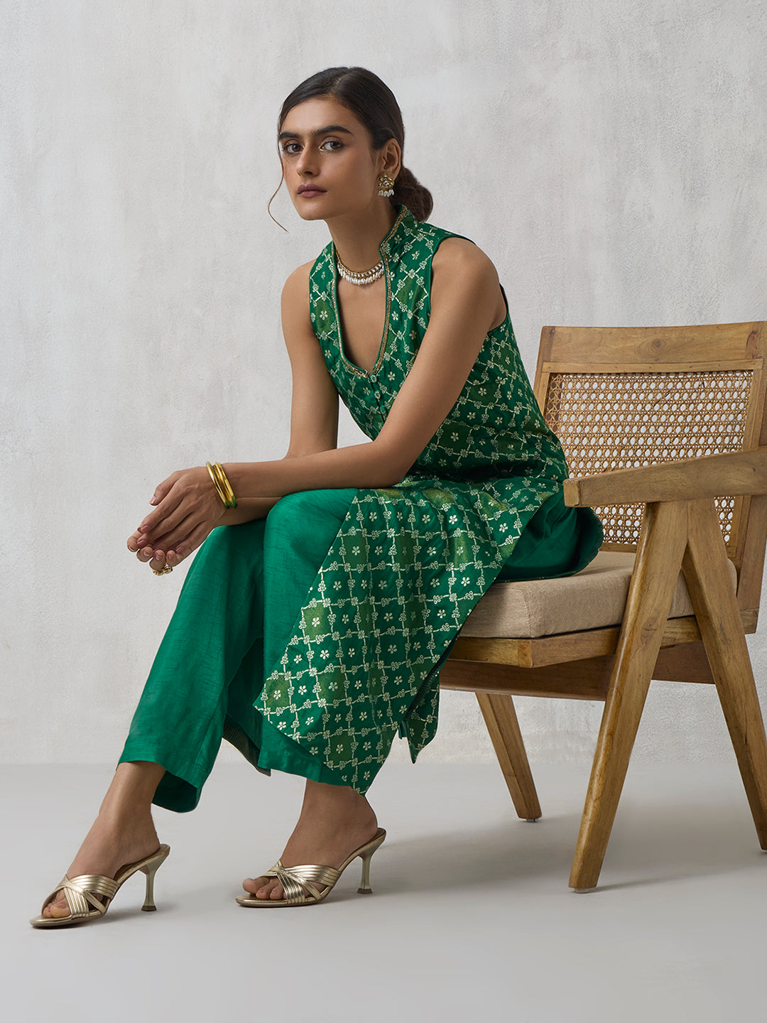 Jacquard Kurta - Green