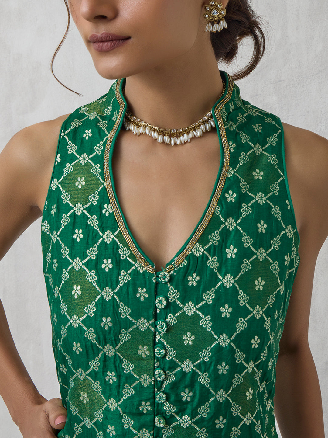 Jacquard Kurta - Green