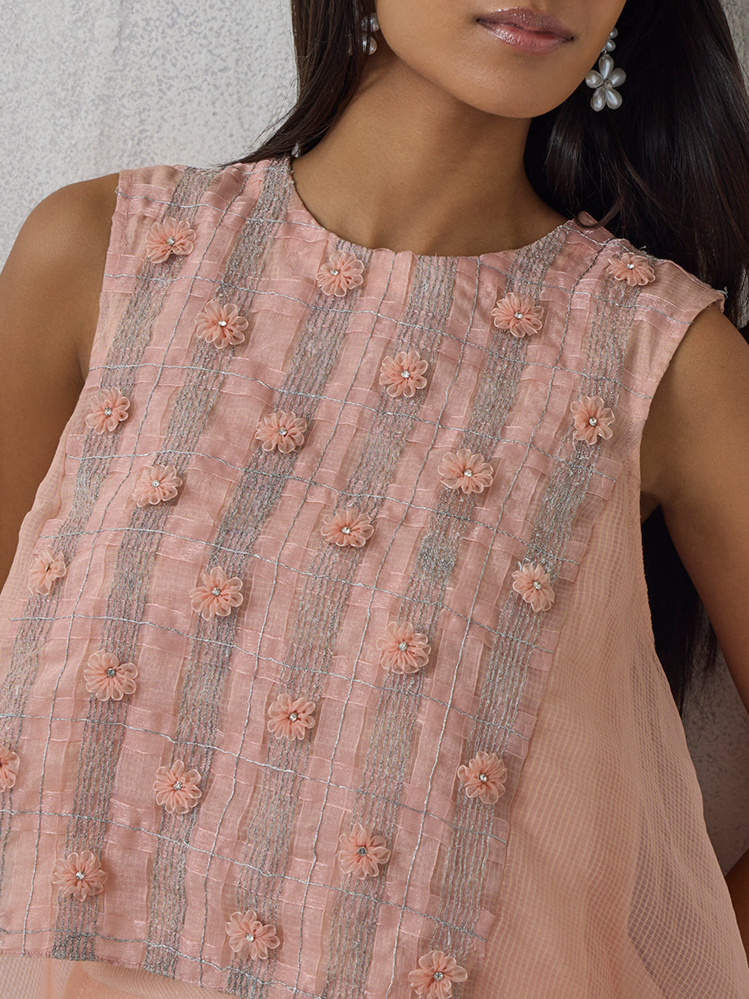 High-Low Top with Pant - Pink