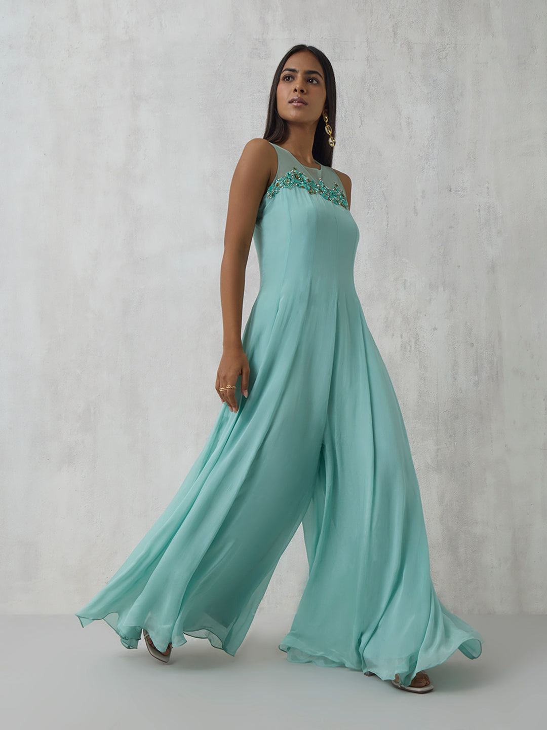 Embroidered Jumpsuit - Blue