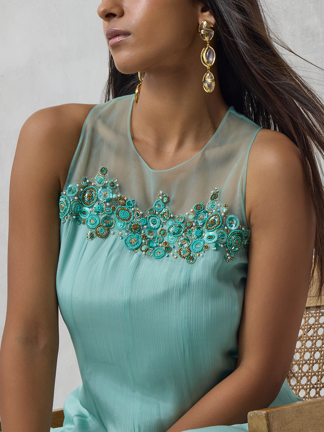 Embroidered Jumpsuit - Blue