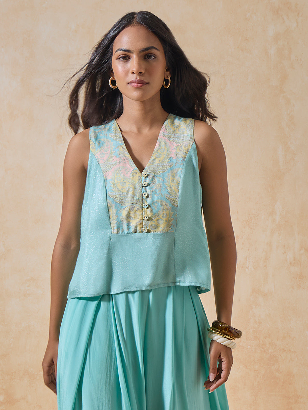 Paisley Design Top - Blue