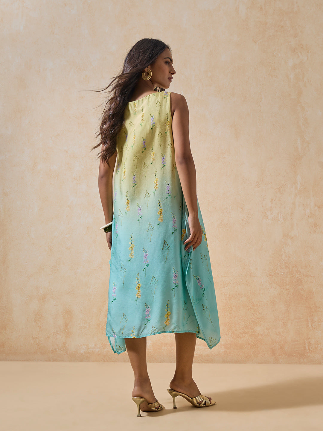 Ombré Floral Dress - Blue