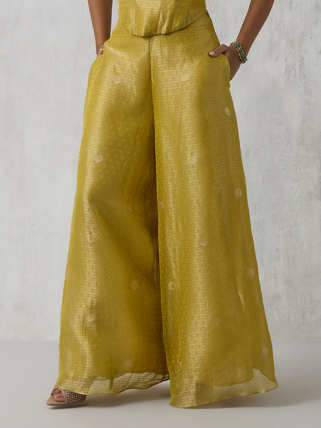Wide-Leg Palazzos - Yellow