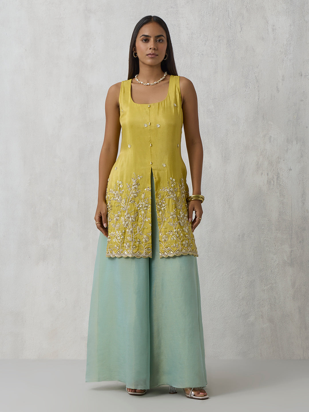 Embroidered Kurta - Yellow