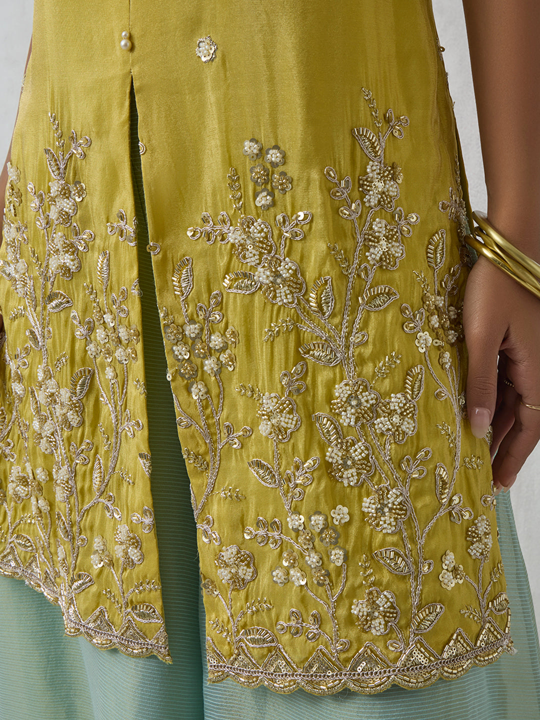 Embroidered Kurta - Yellow