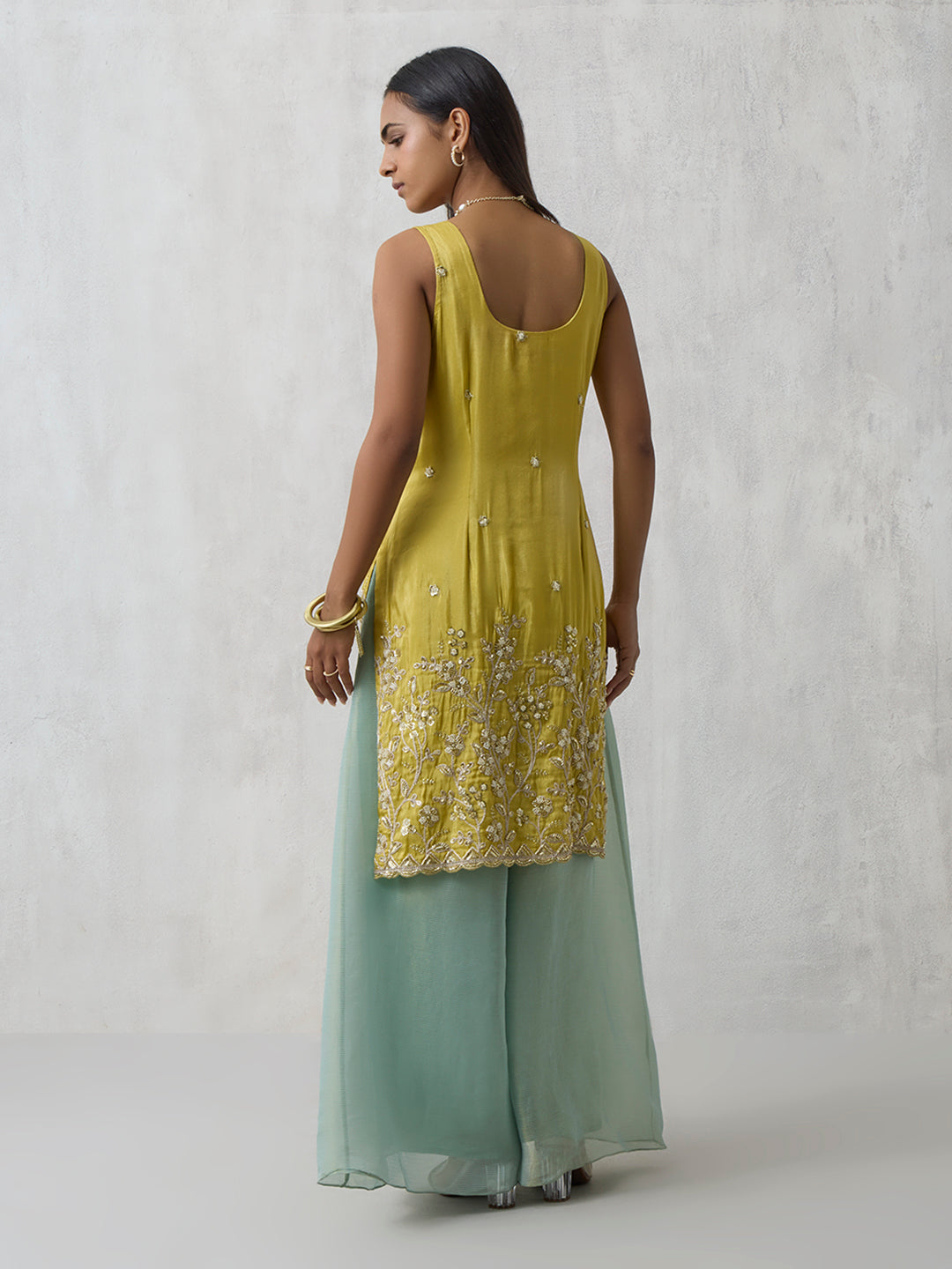 Embroidered Kurta - Yellow