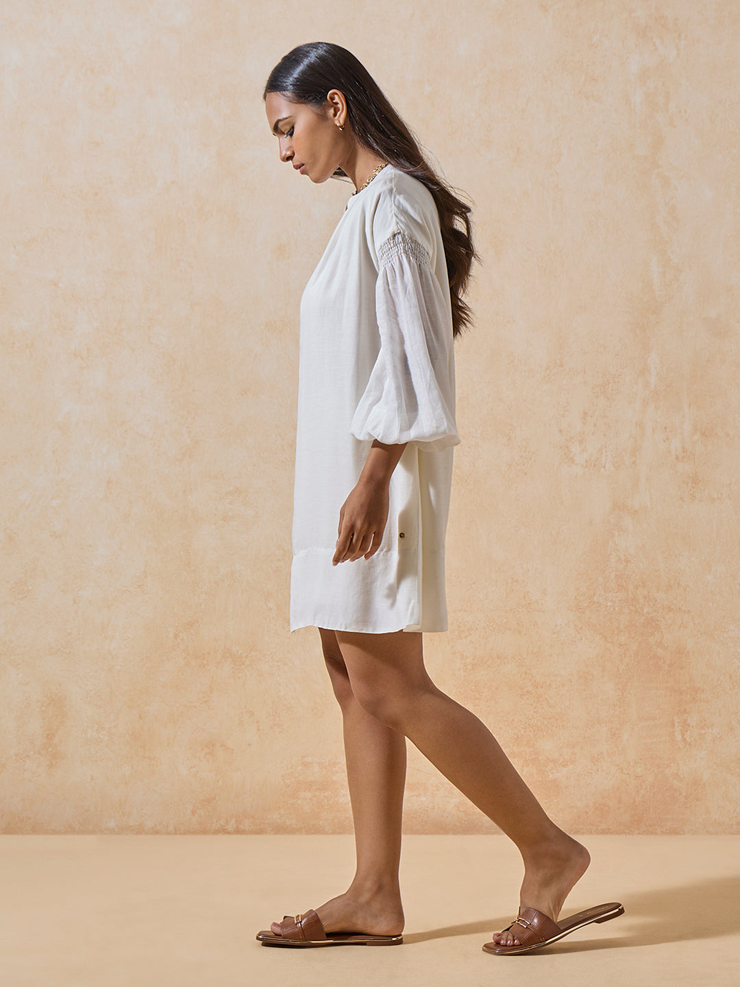 Solid Mini Dress - White