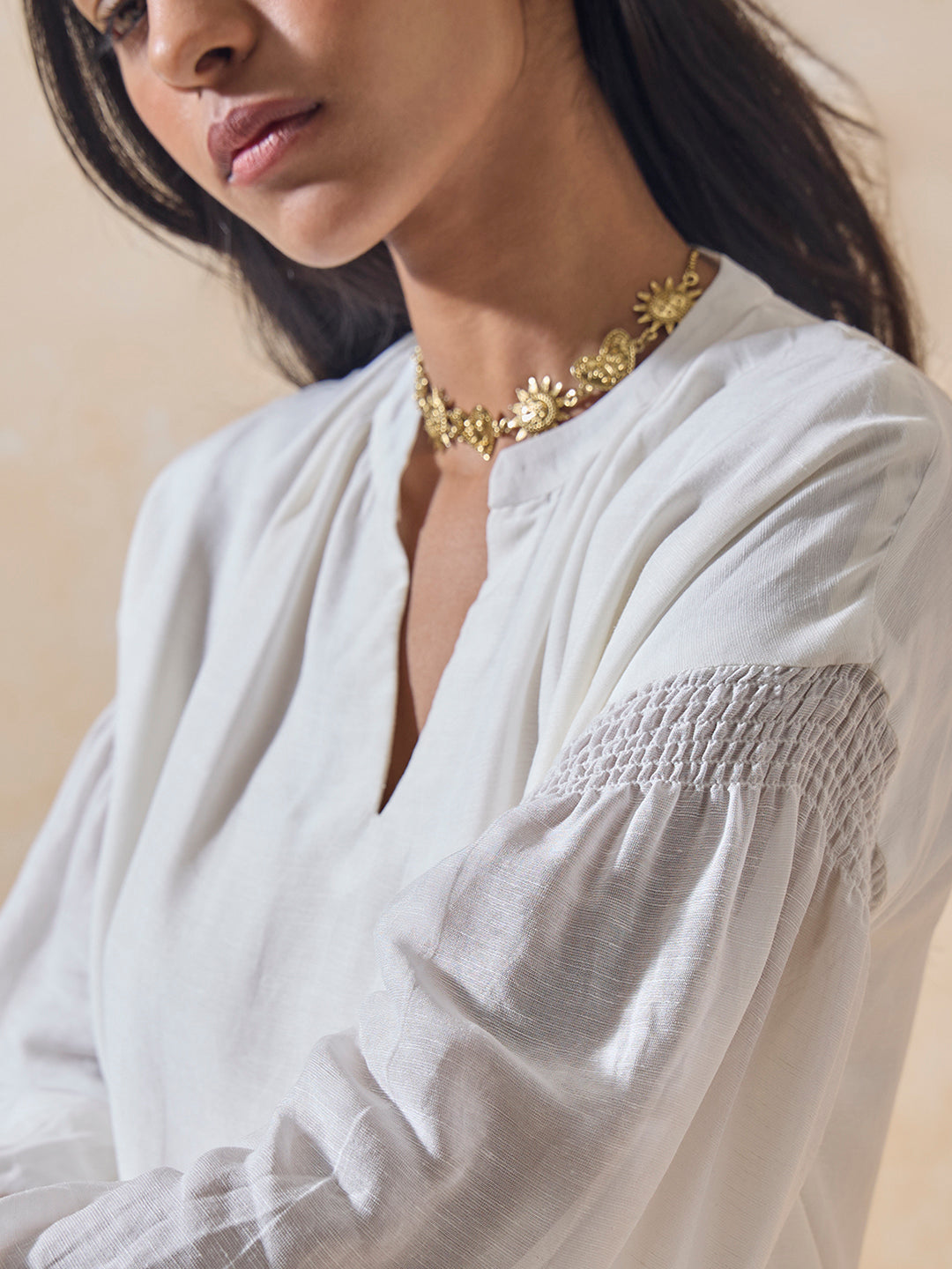 Solid Mini Dress - White