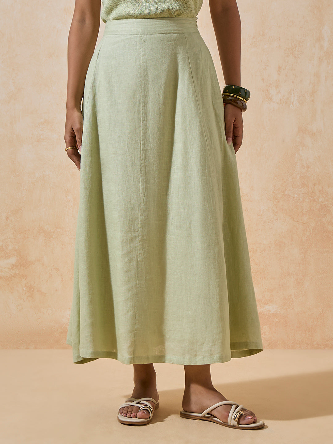 Solid Maxi Skirt - Green