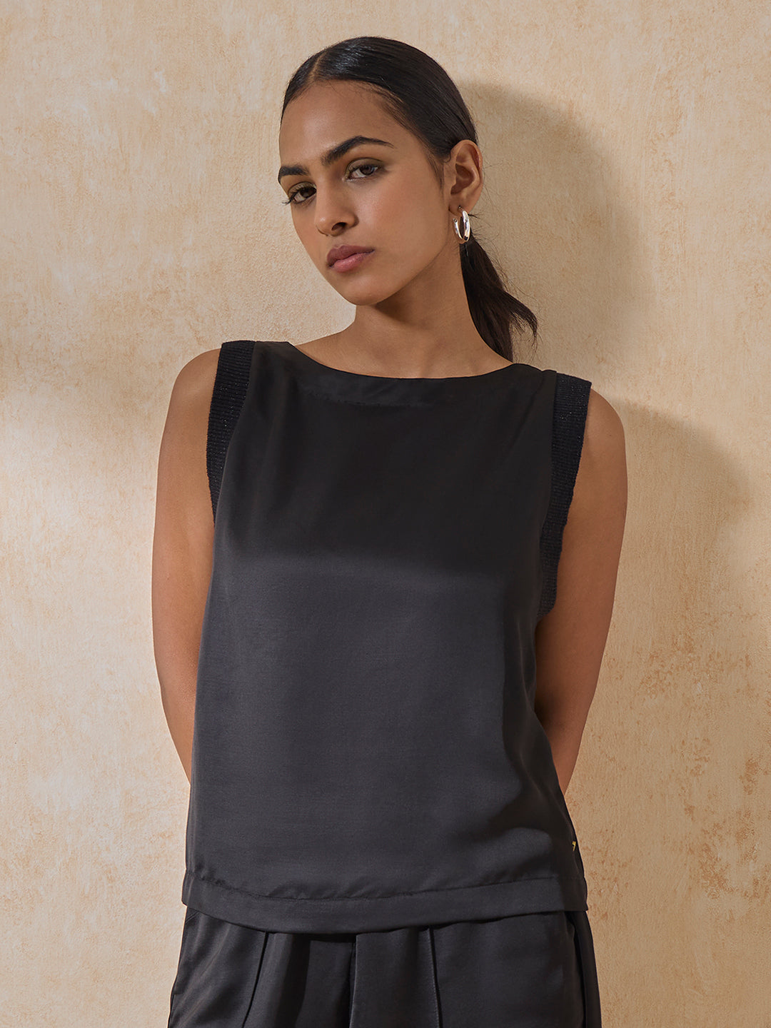 Solid Satin Top - Black