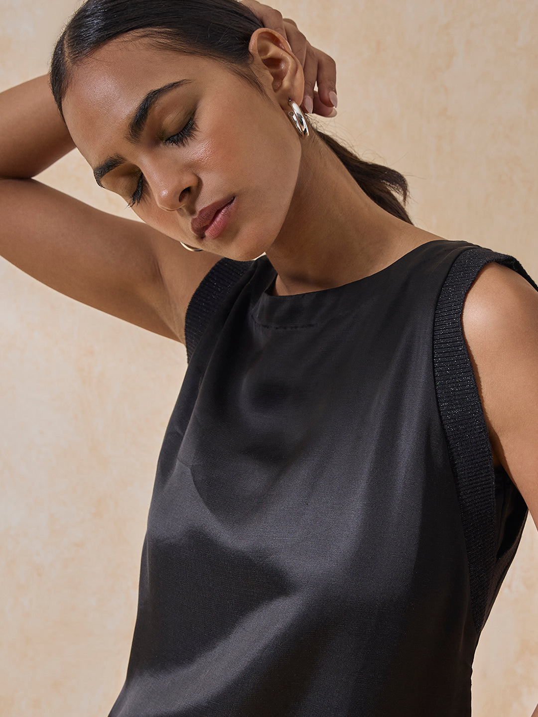 Solid Satin Top - Black