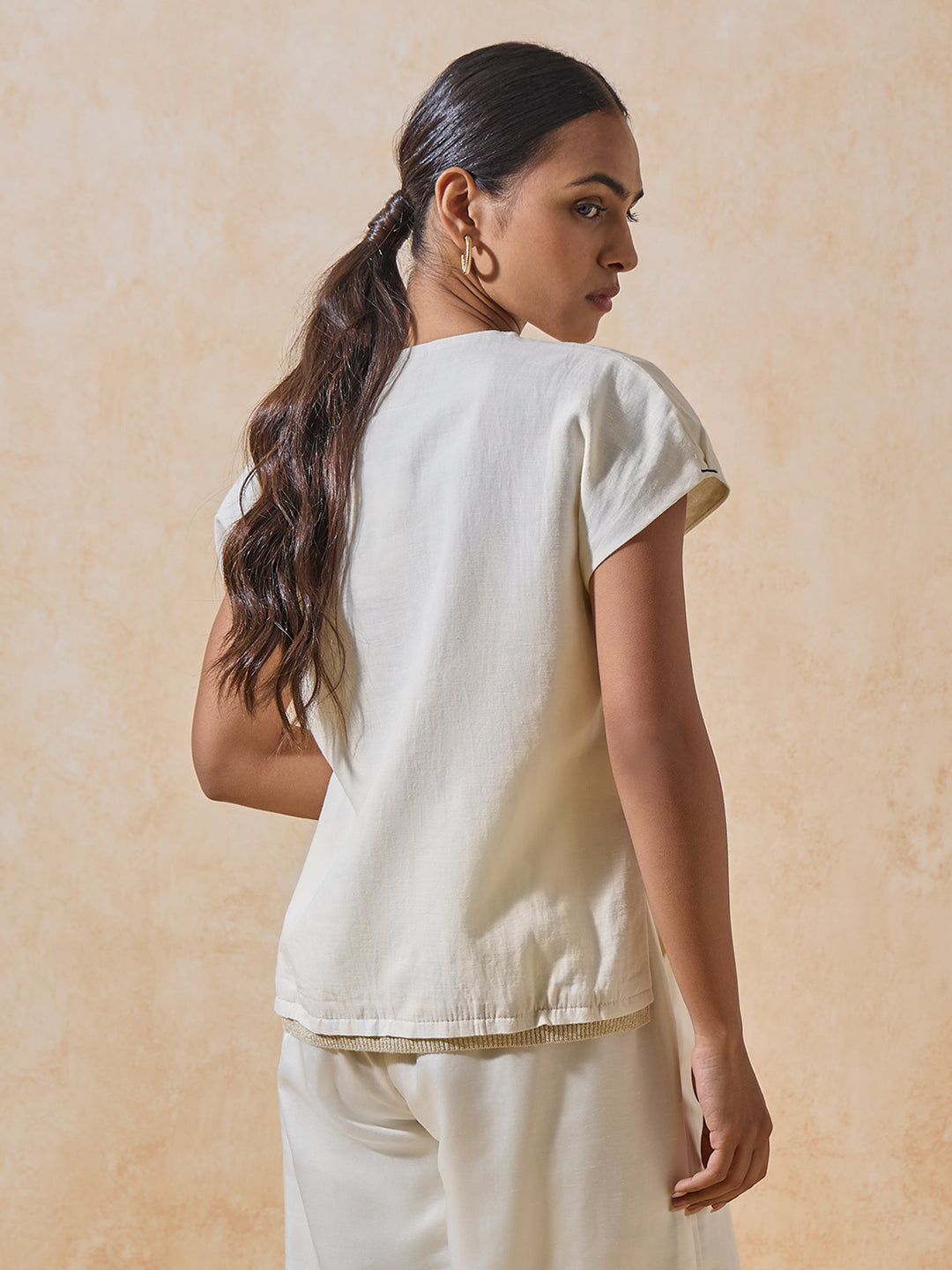 Solid Linen Top - Off-White