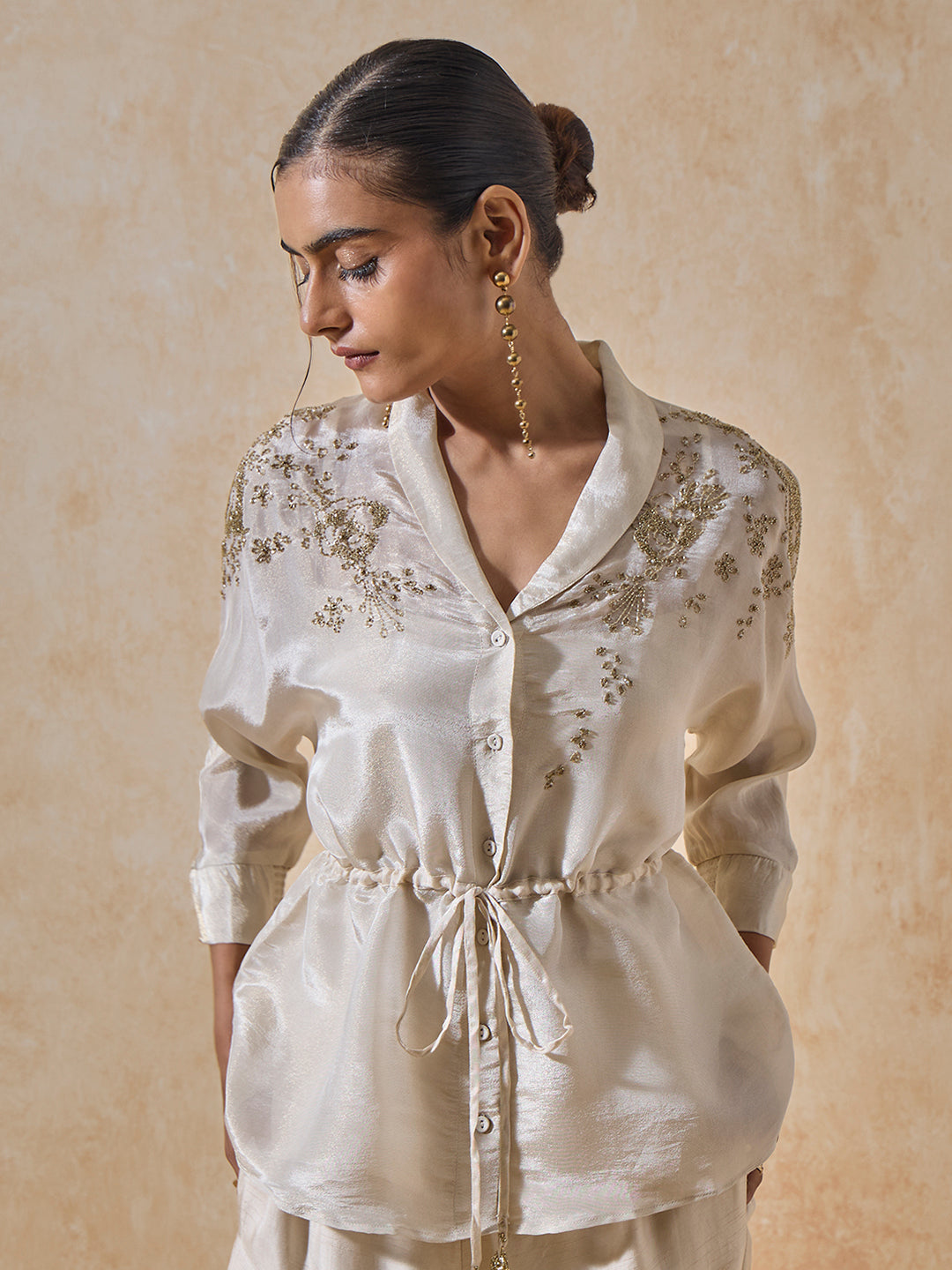 Drawstring Shirt - Ivory