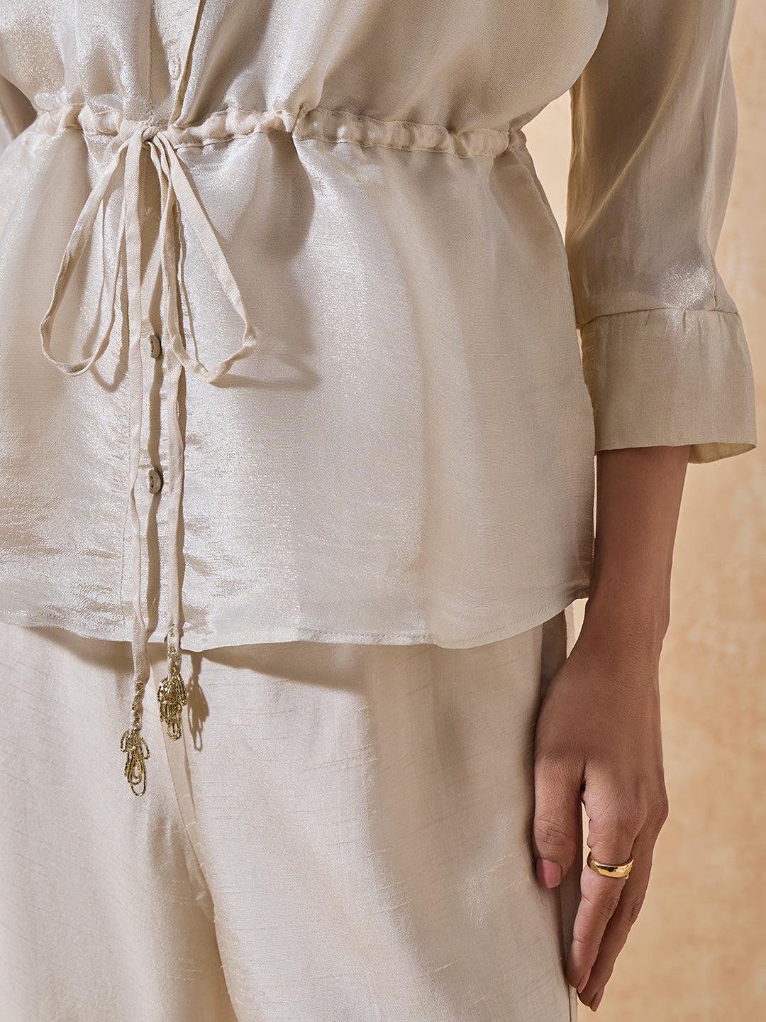 Drawstring Shirt - Ivory