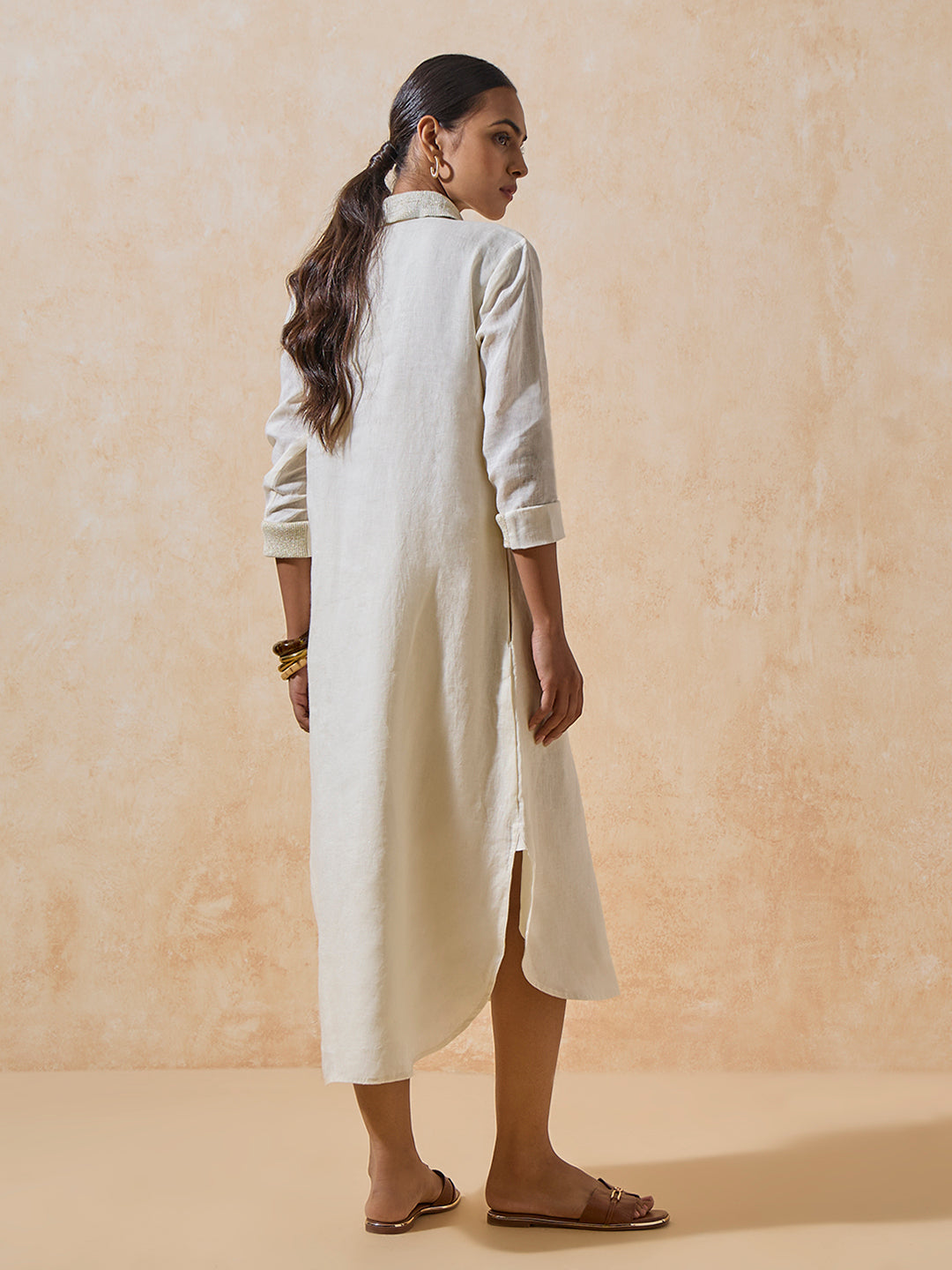 Linen Shirt Dress - Off-White