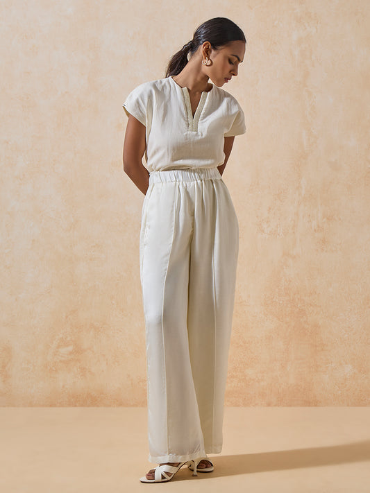 Wide-Leg Trousers - White