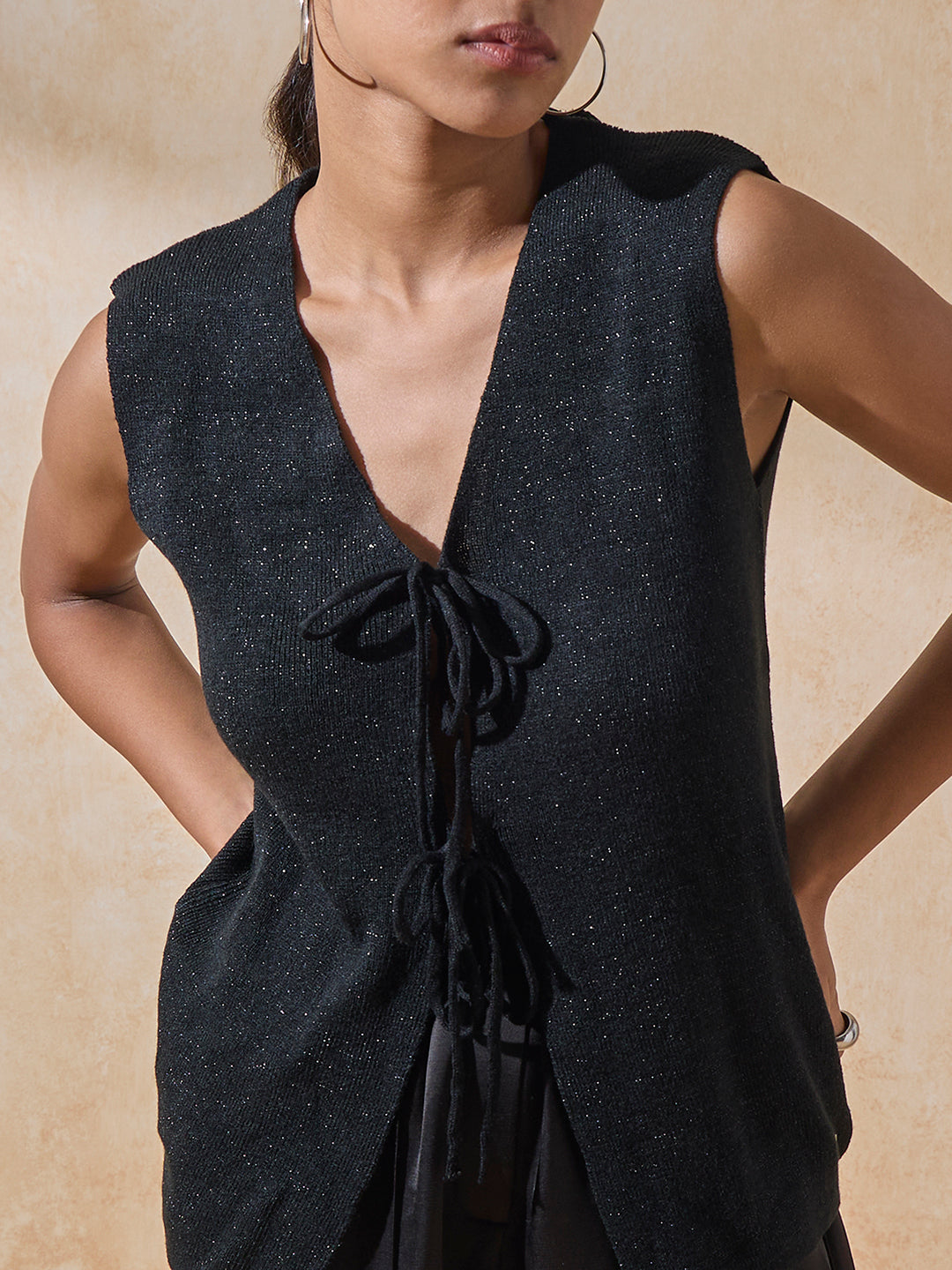 Knitted Vest Top - Black