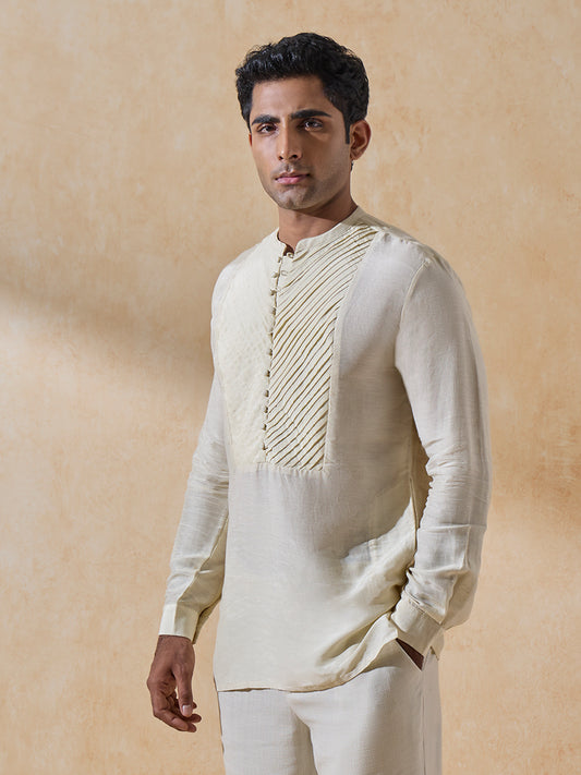 Panel-Detailed Kurta - Ivory