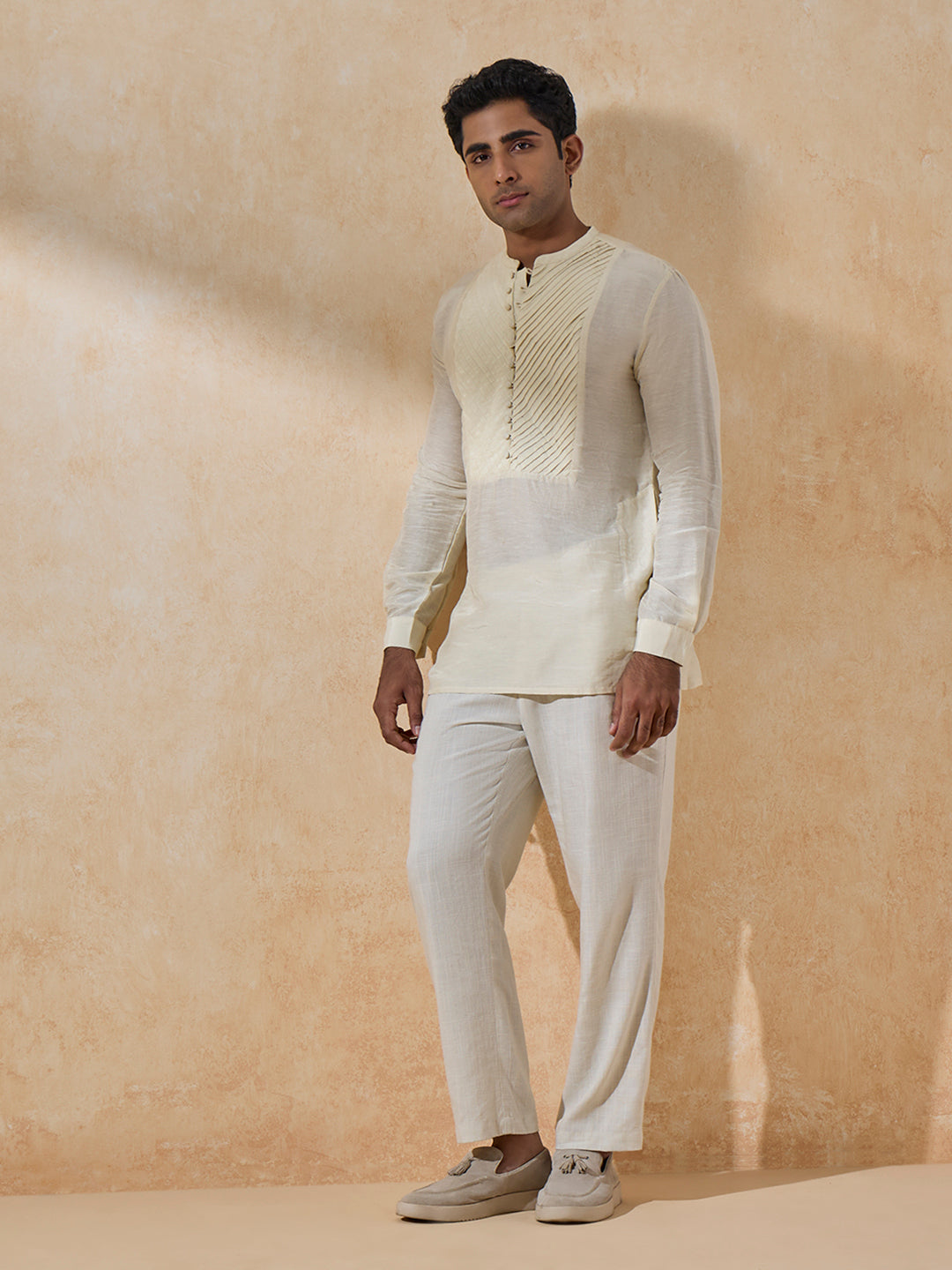 Panel-Detailed Kurta - Ivory