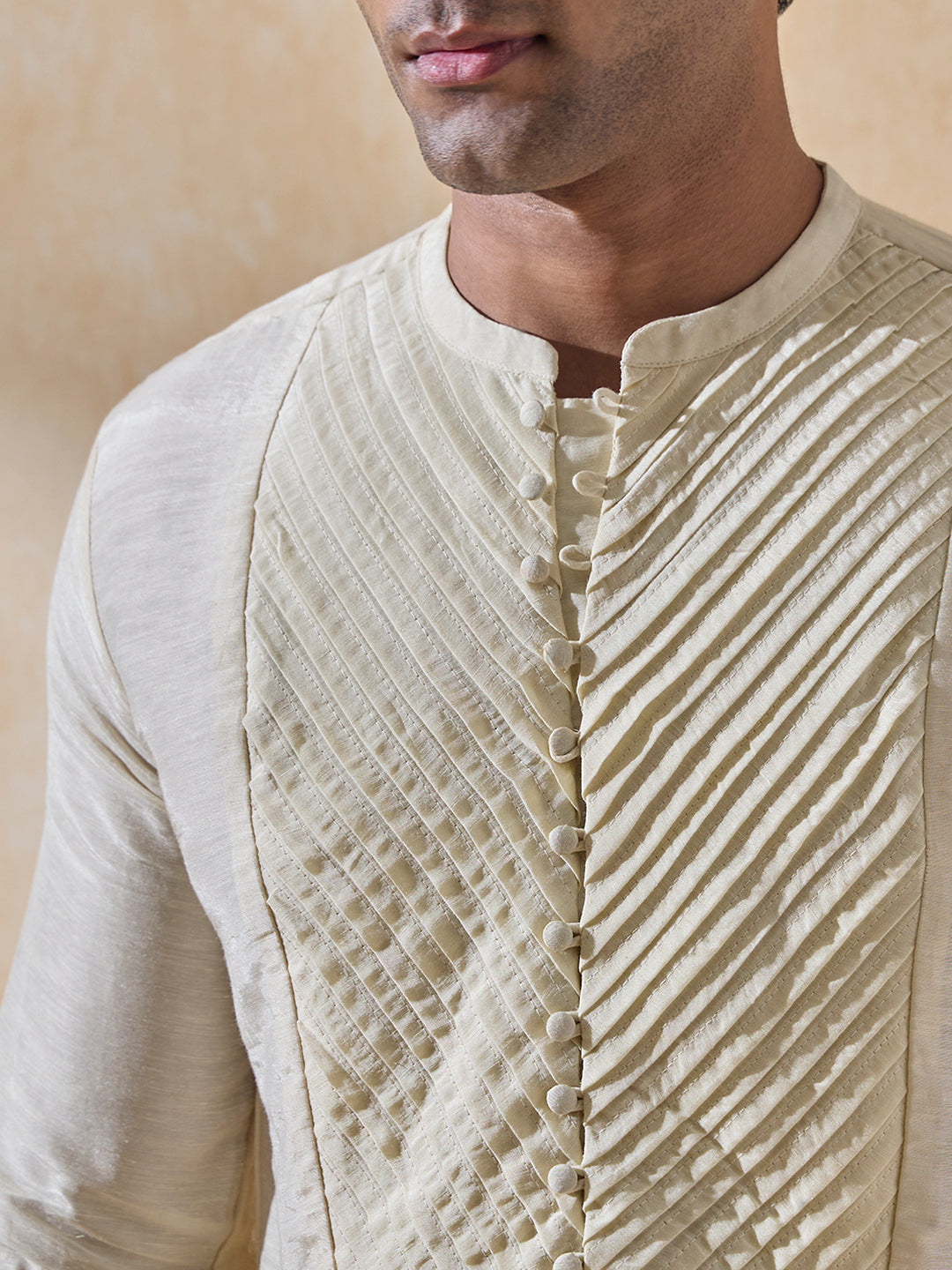 Panel-Detailed Kurta - Ivory