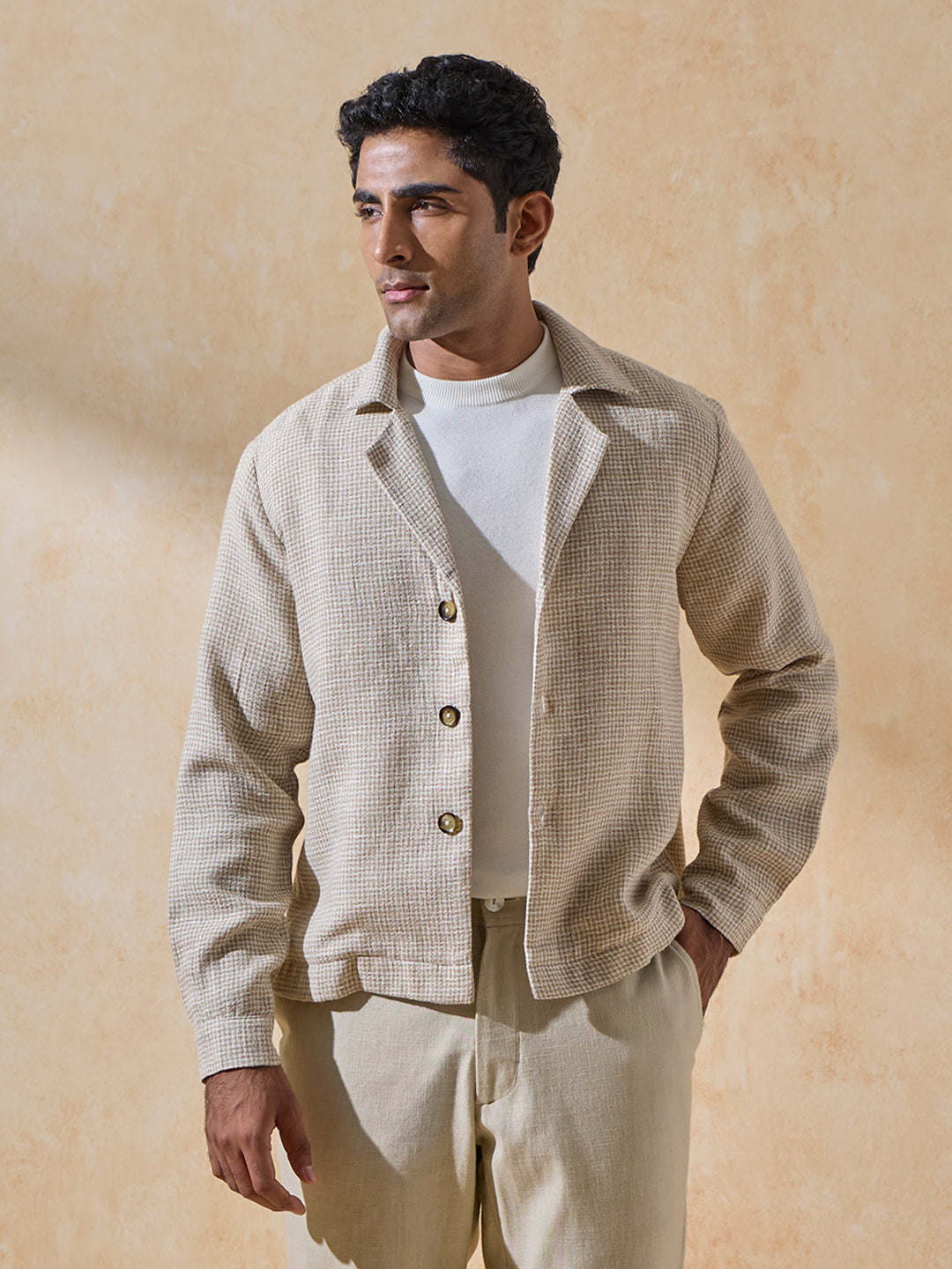 Self-Textured Jacket - Cream
